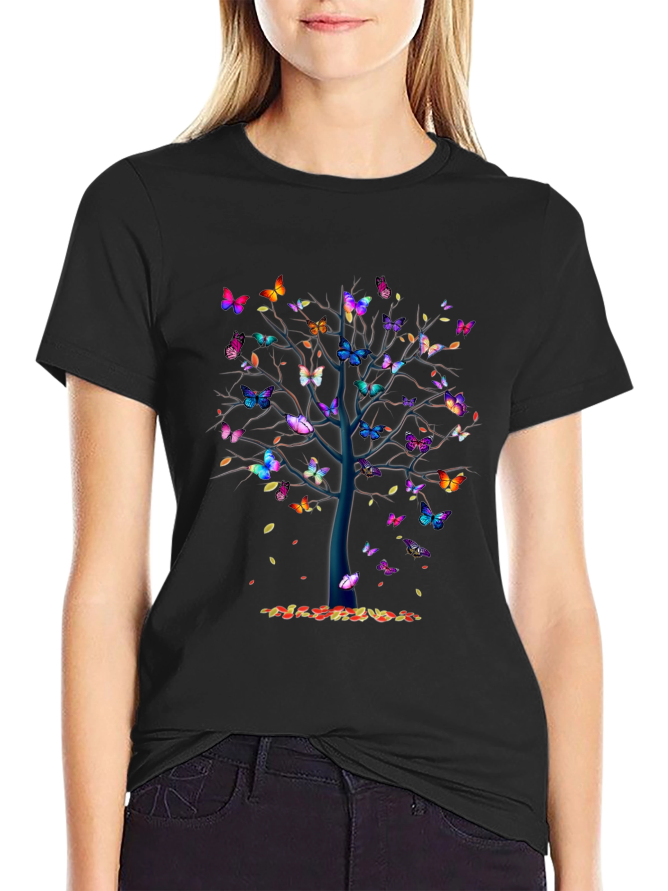 Butterfly Tree Graphic T-Shirt - Nature Lovers Tee