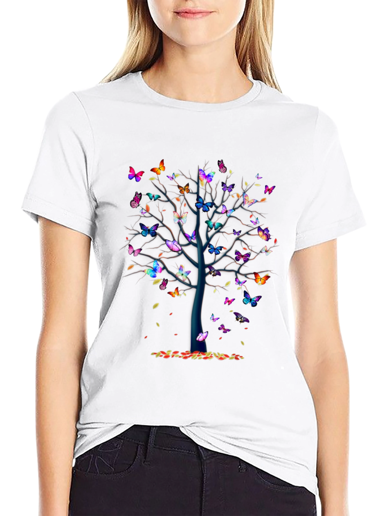 Butterfly Tree Graphic T-Shirt - Nature Lovers Tee