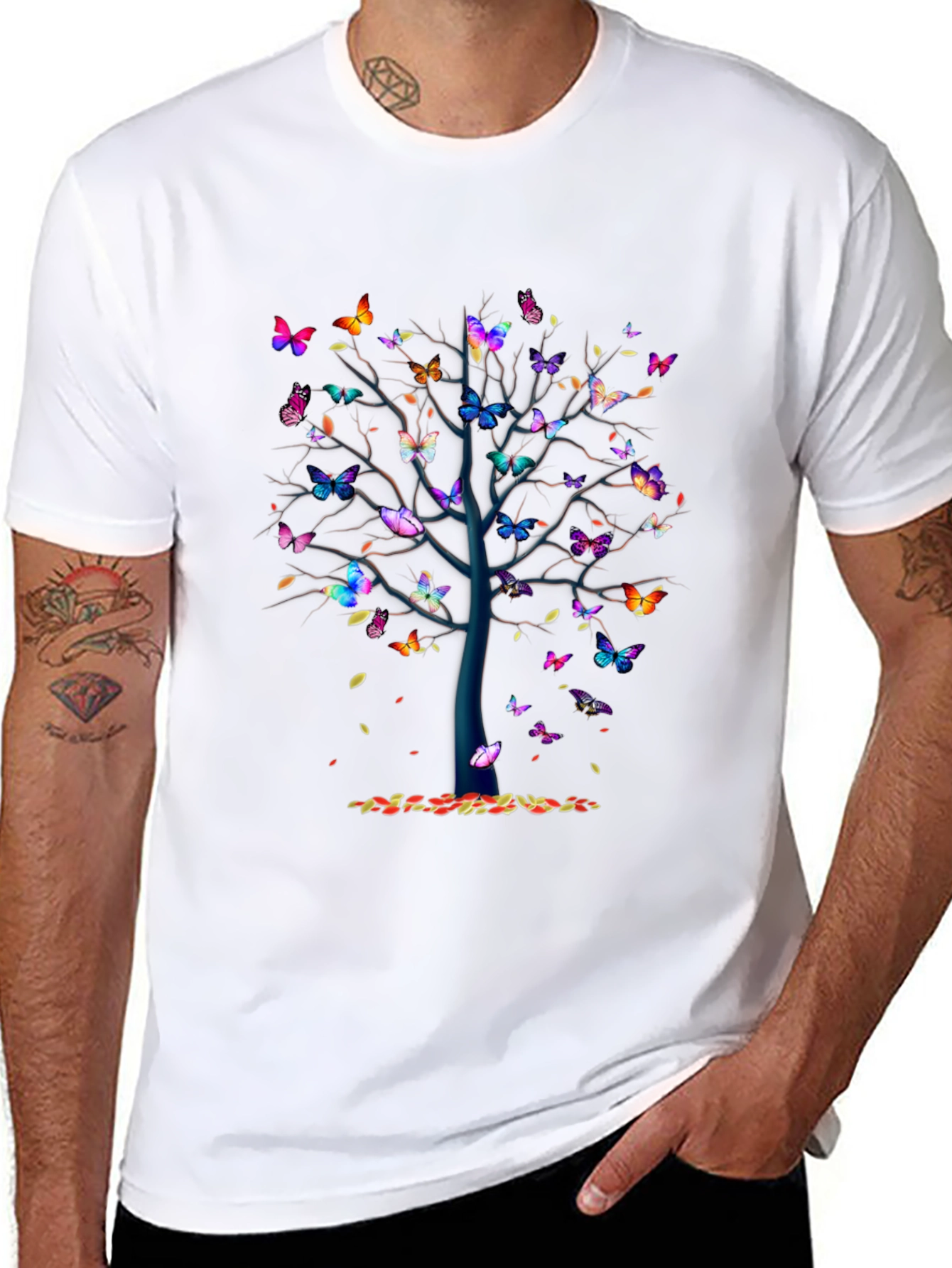 Butterfly Tree Graphic T-Shirt - Nature Lovers Tee