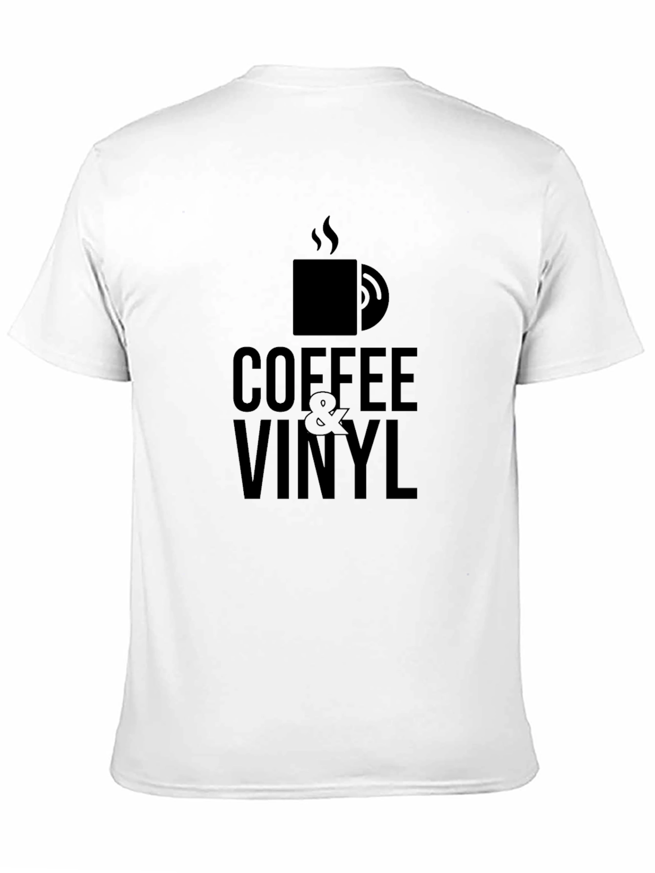 Coffee & Vinyl Graphic Tee - Black Casual T-Shirt
