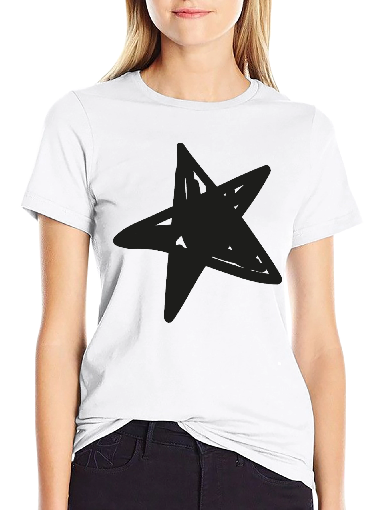 Mens Black Star Graphic T-Shirt