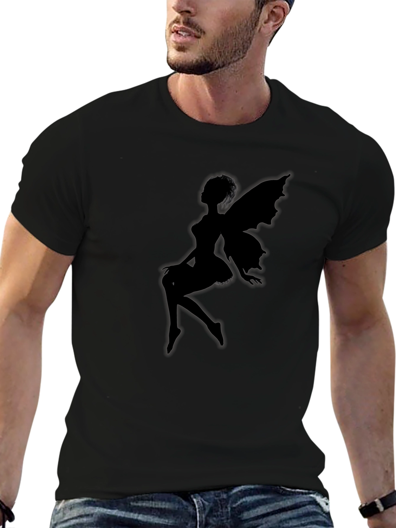 Silhouette Fairy Graphic Black T-Shirt