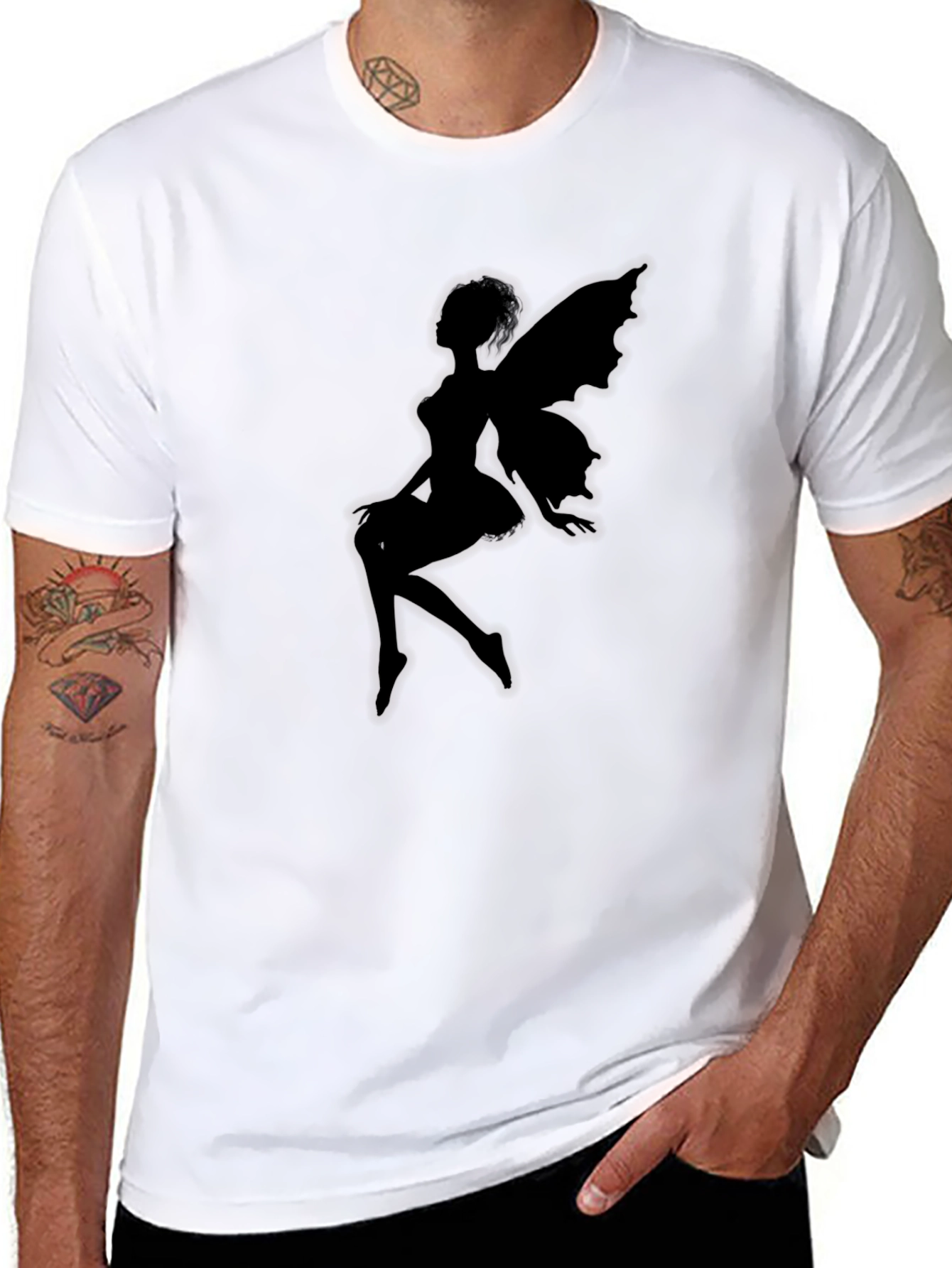 Silhouette Fairy Graphic Black T-Shirt