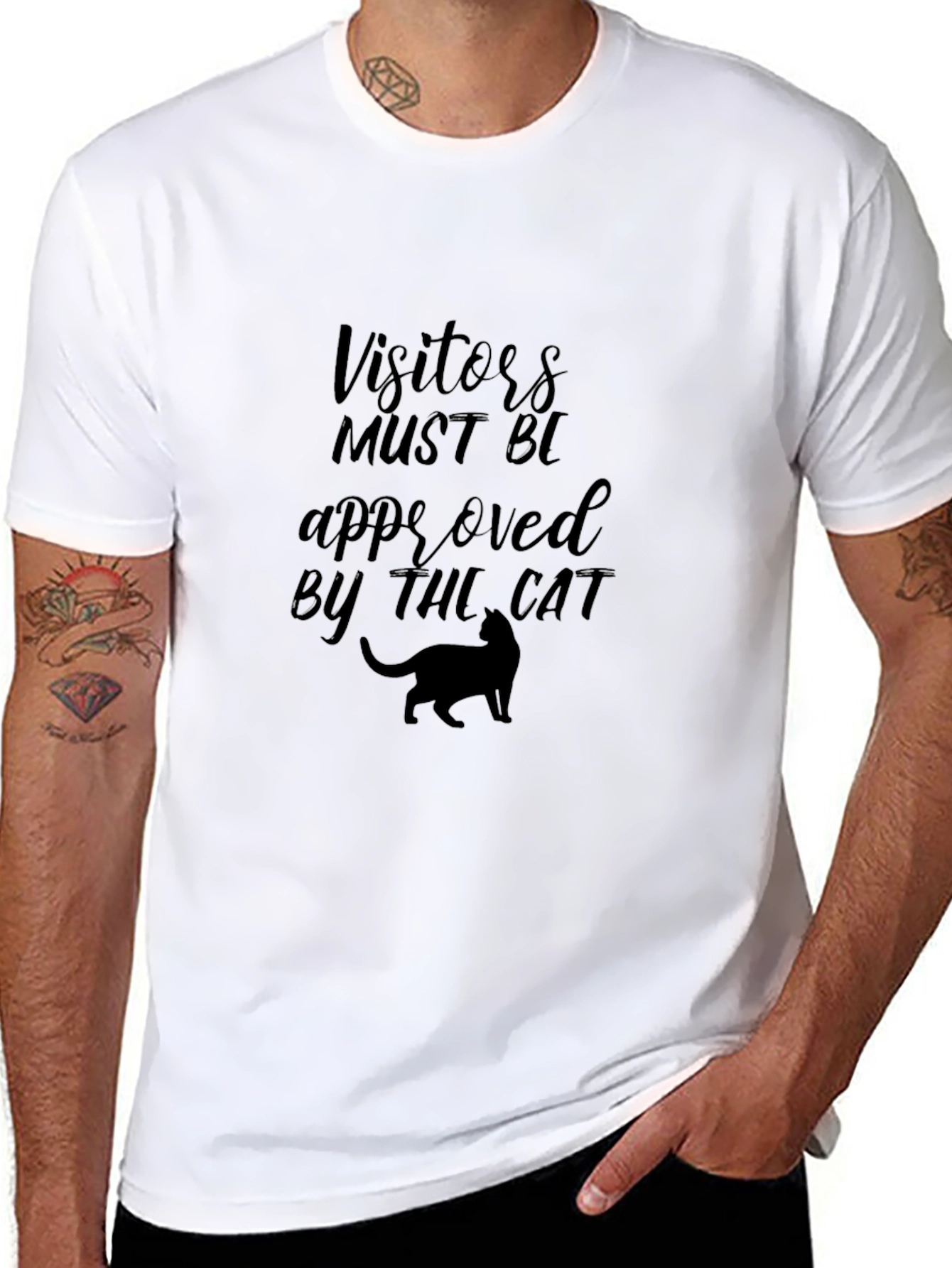 Visitors Approved by Cat Black T-Shirt