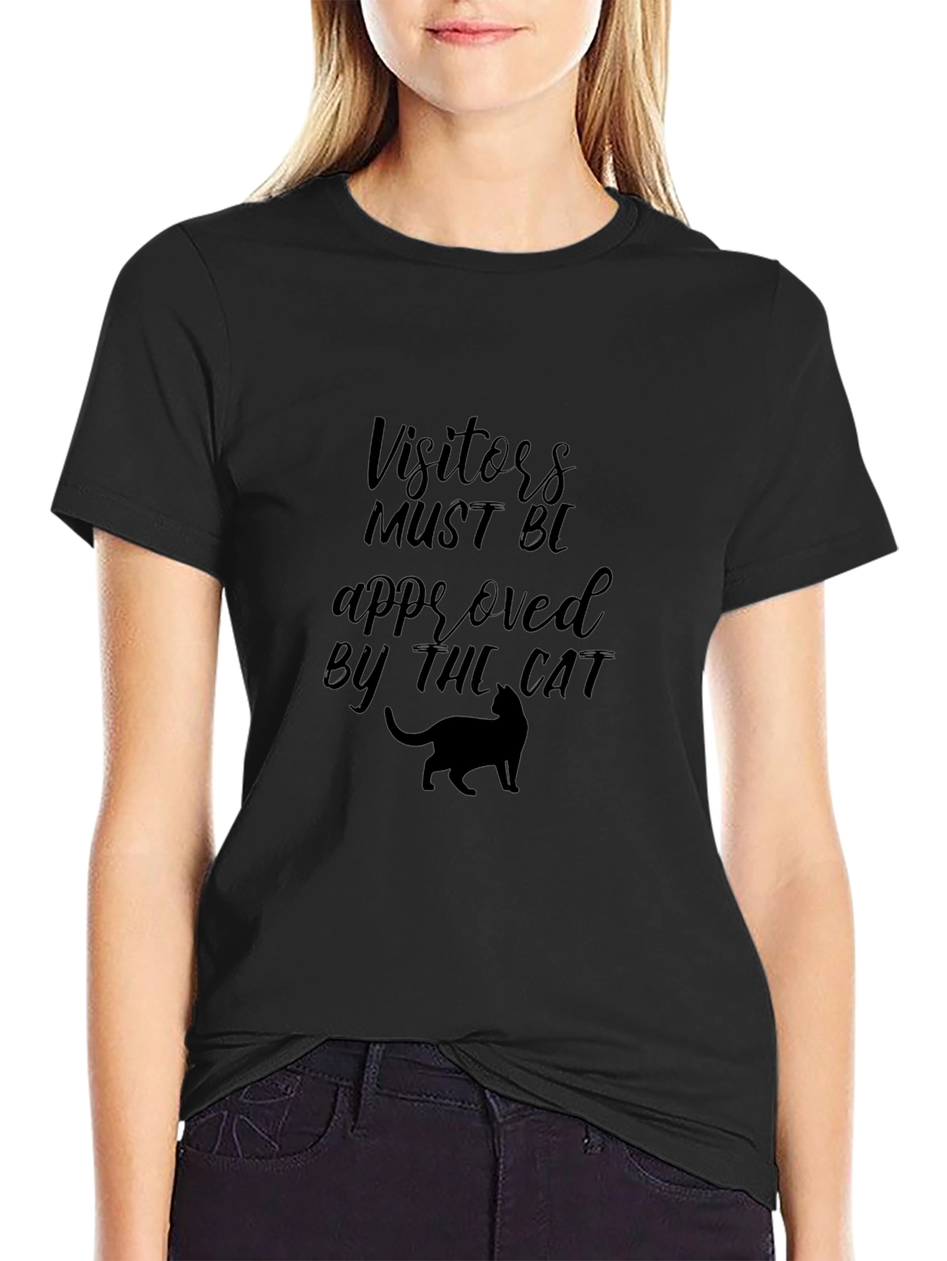 Visitors Approved by Cat Black T-Shirt