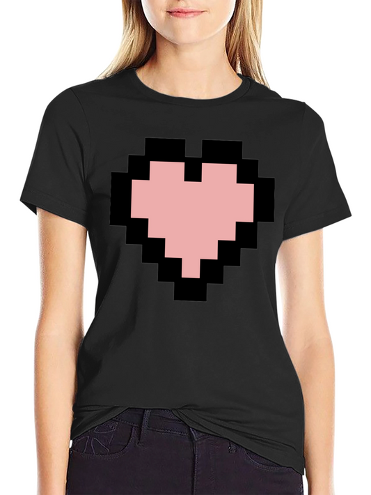 Pixel Heart Graphic Black T-Shirt