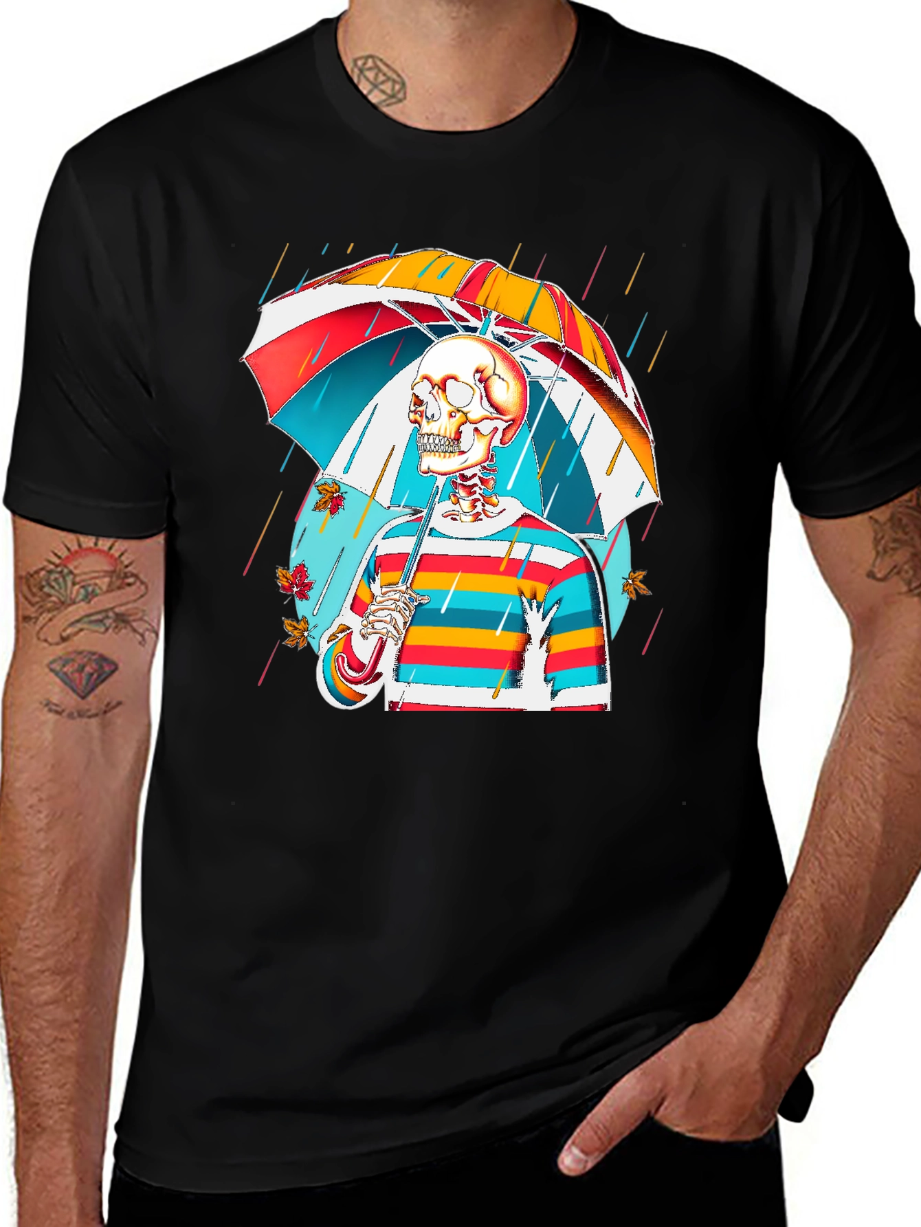 Colorful Skeleton Umbrella T-Shirt