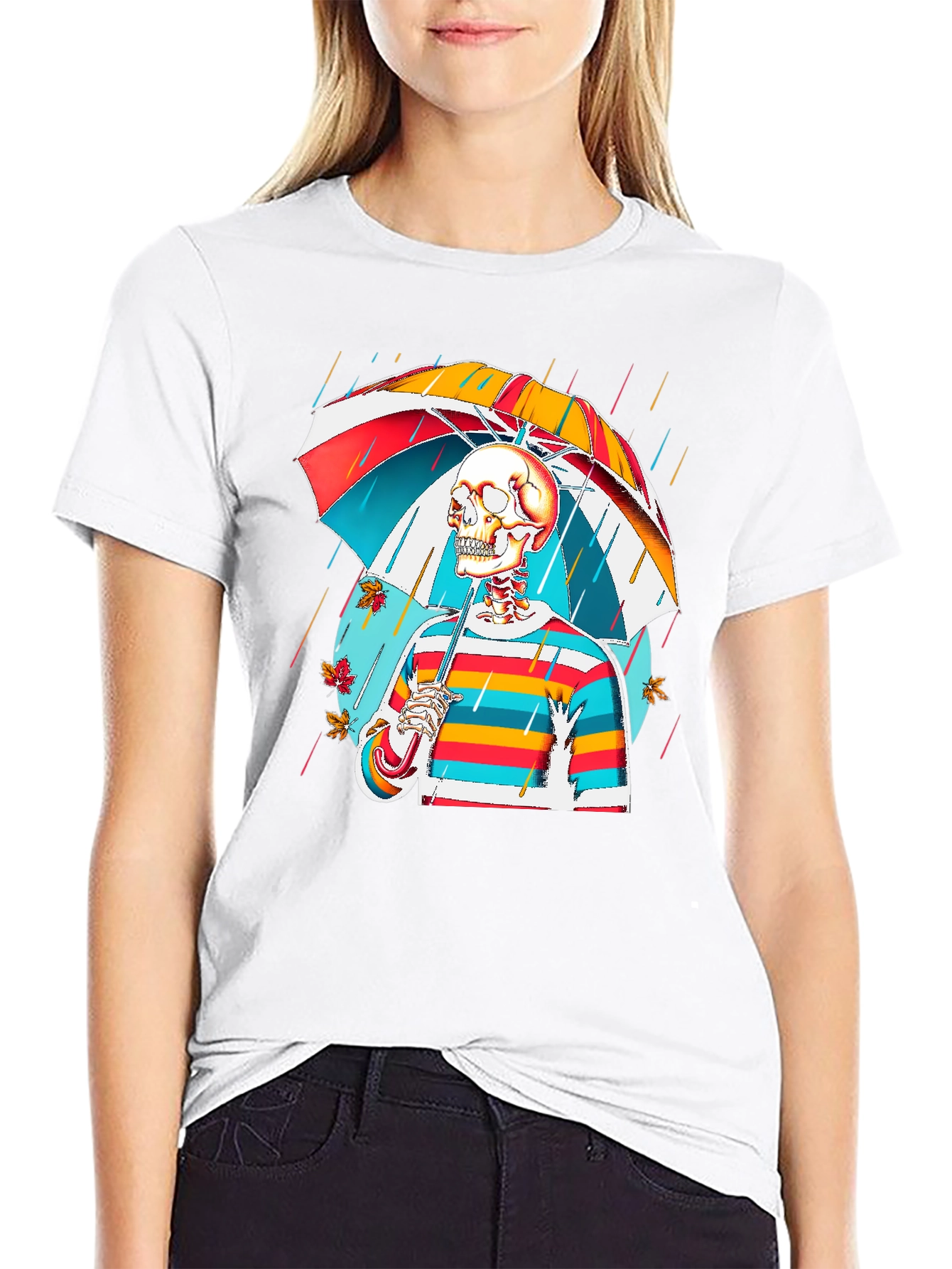 Colorful Skeleton Umbrella T-Shirt