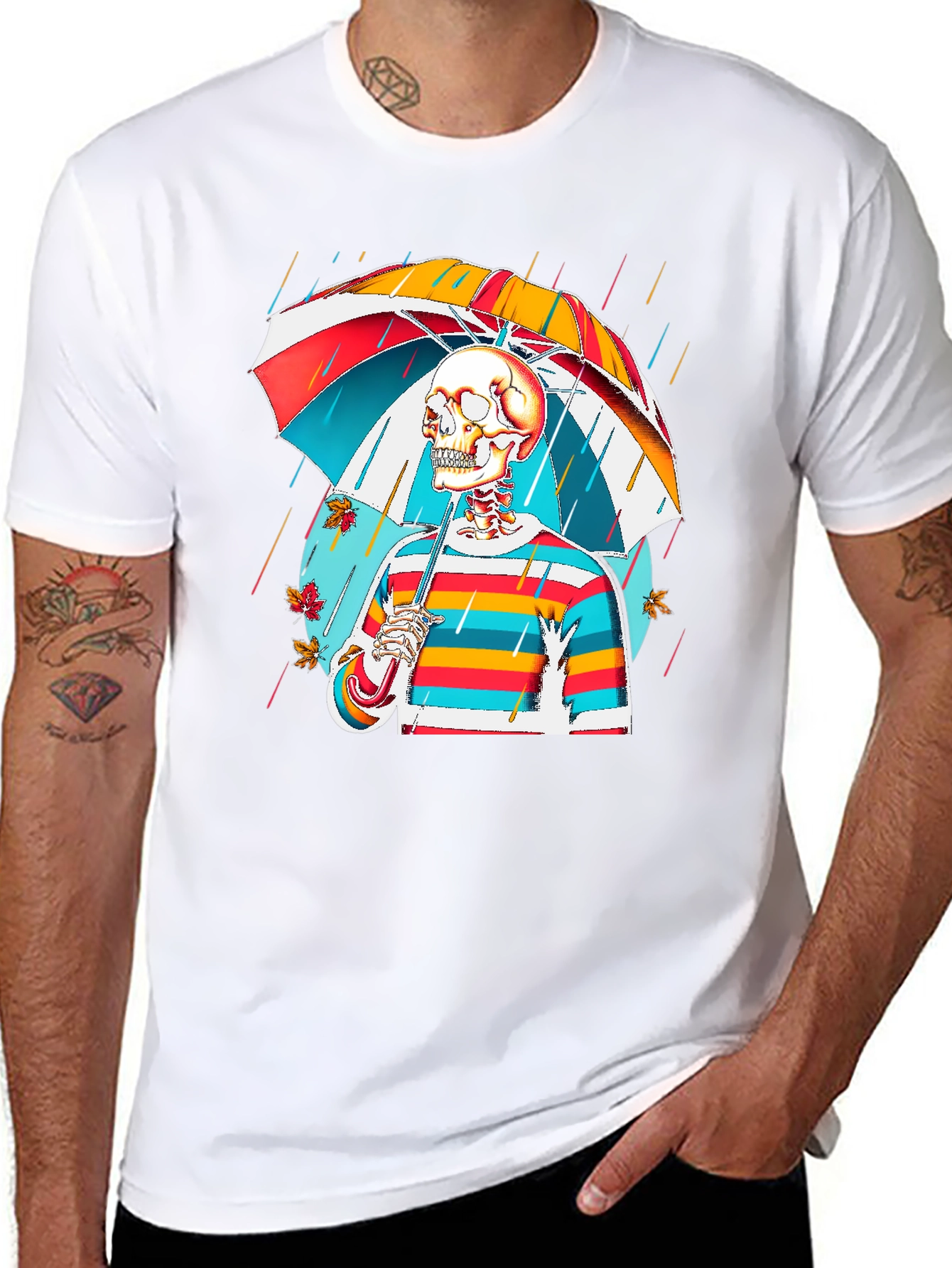 Colorful Skeleton Umbrella T-Shirt