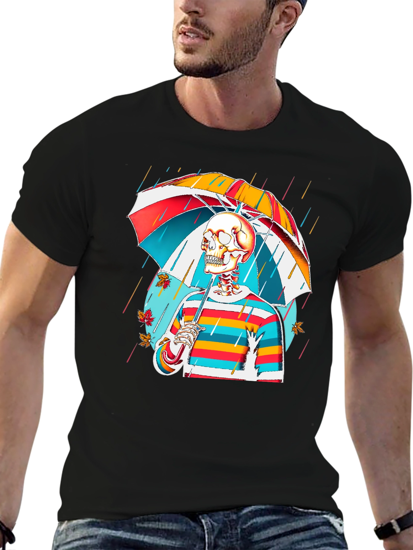 Colorful Skeleton Umbrella T-Shirt