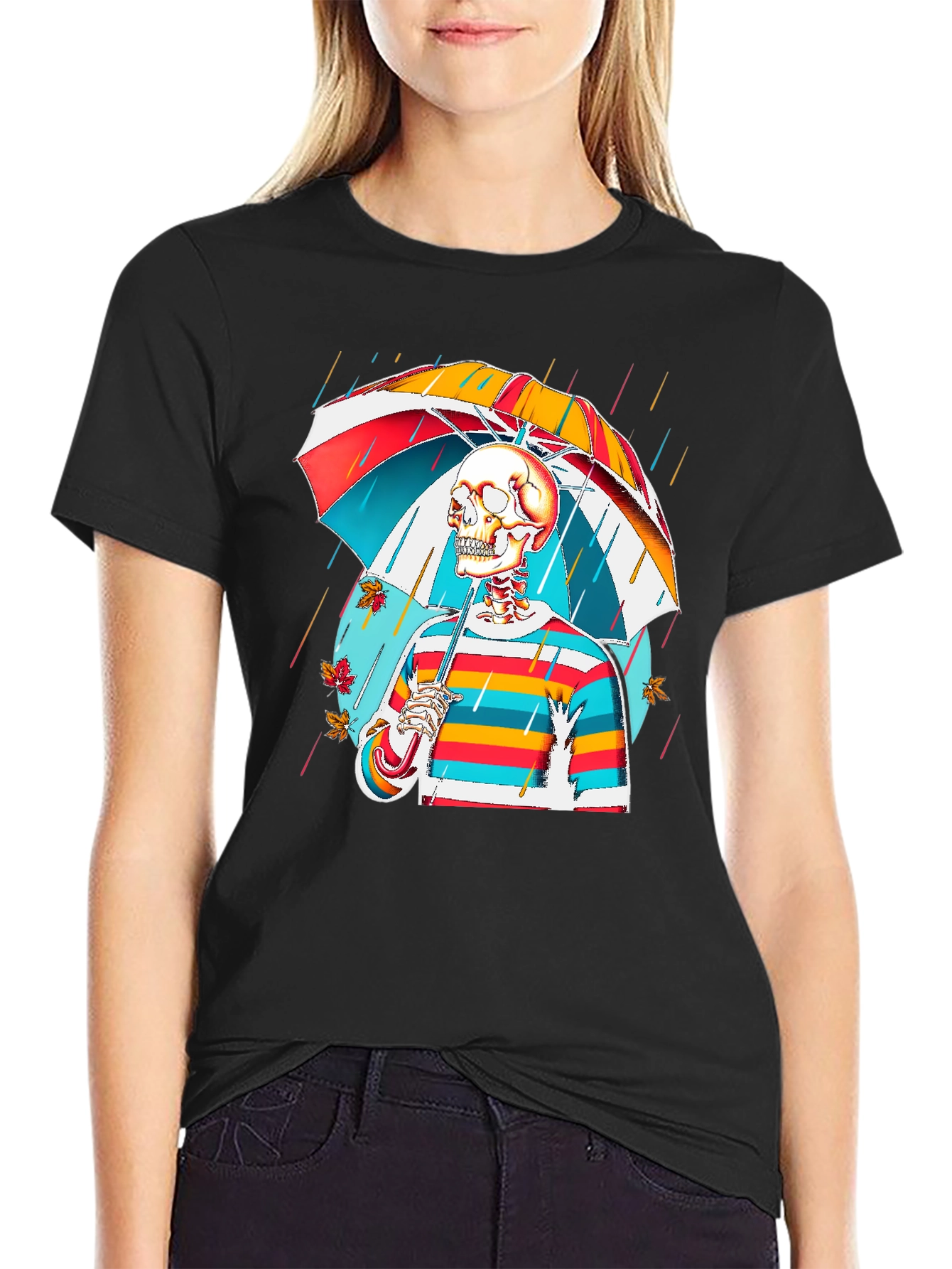 Colorful Skeleton Umbrella T-Shirt