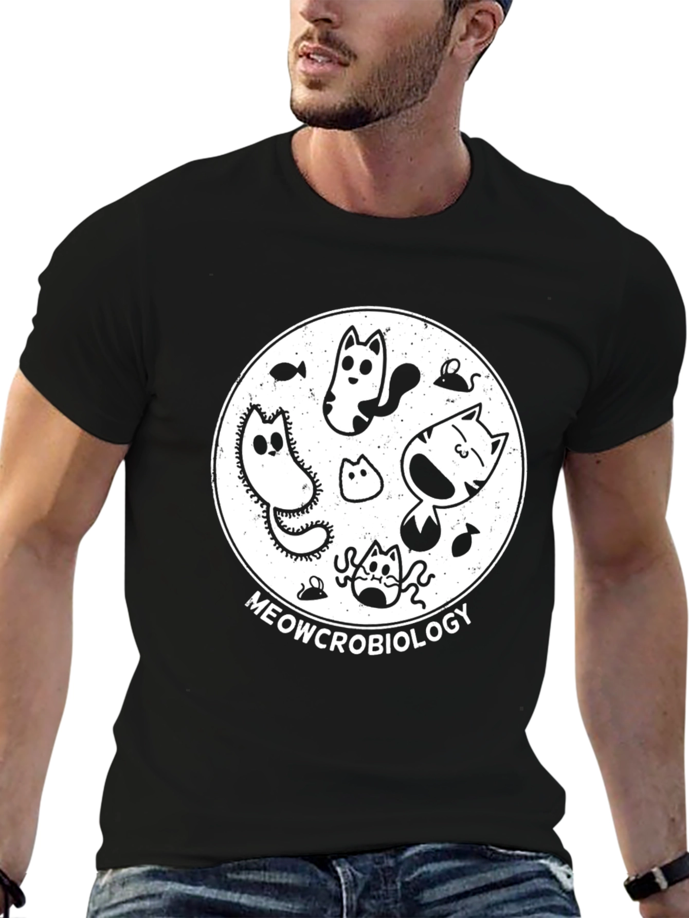 Meowcrobiology Black T-Shirt - Cat Lover Tee