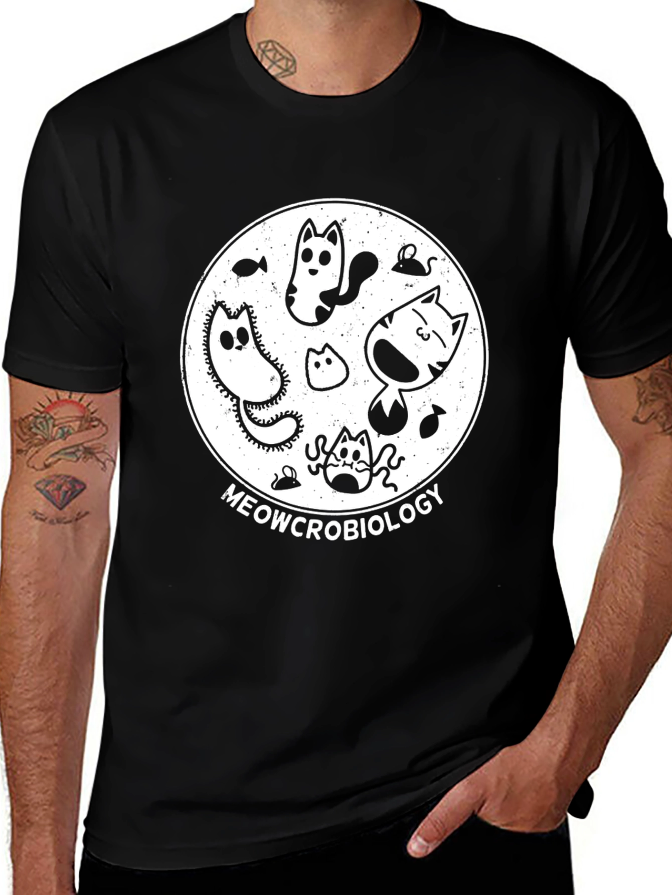 Meowcrobiology Black T-Shirt - Cat Lover Tee
