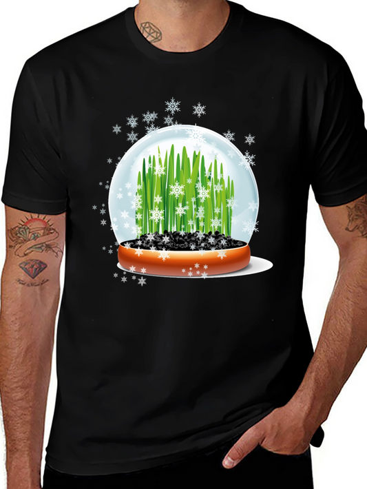 Snow Globe Wheatgrass Black T-Shirt