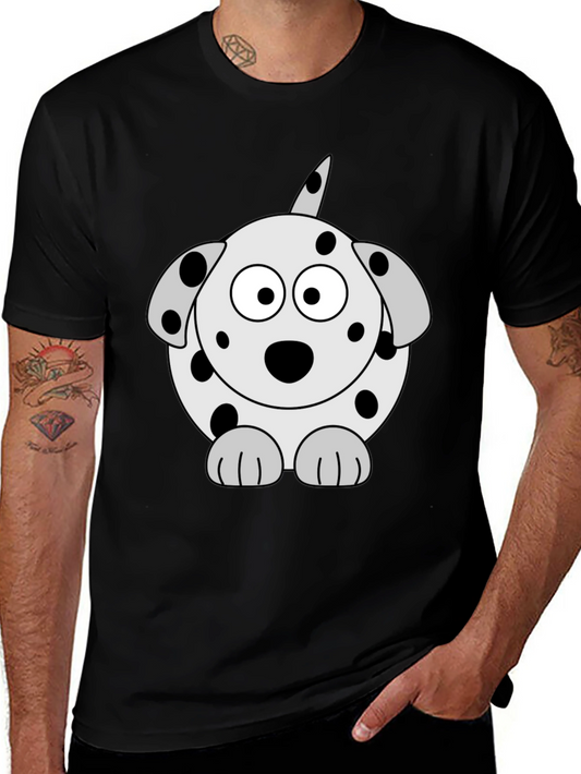 Dalmatian Dog Graphic Tee - Black Cotton T-Shirt