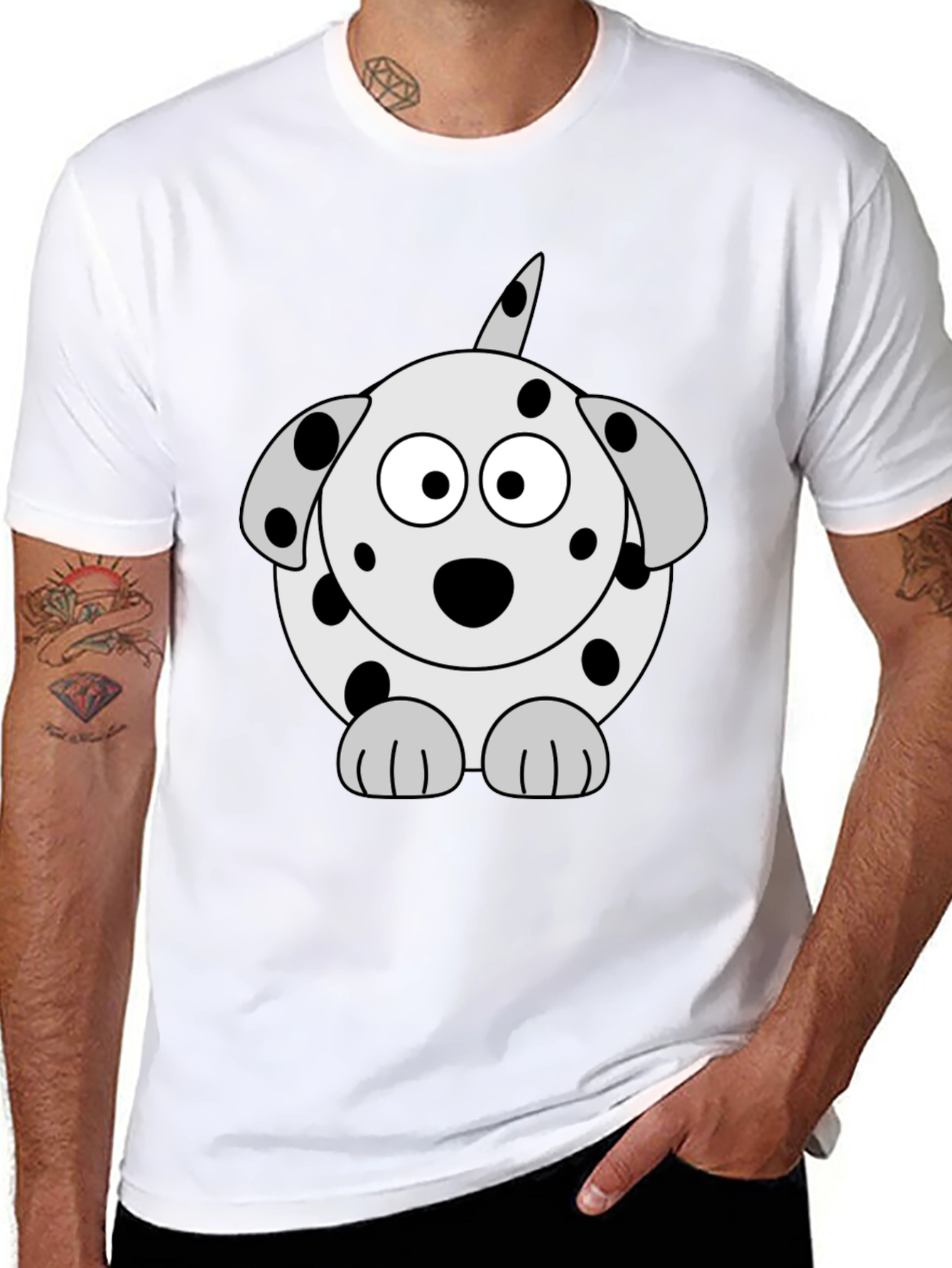 Dalmatian Dog Graphic Tee - Black Cotton T-Shirt