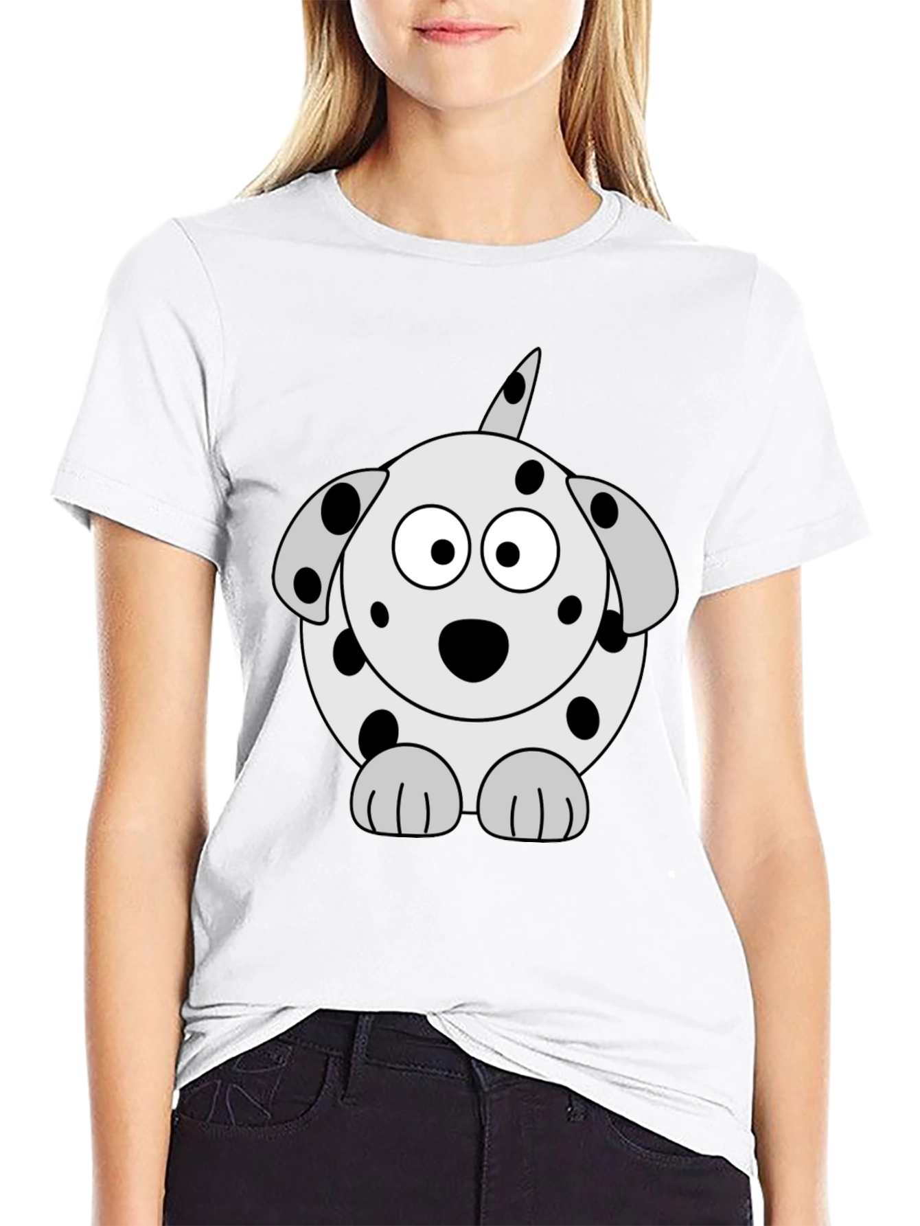 Dalmatian Dog Graphic Tee - Black Cotton T-Shirt