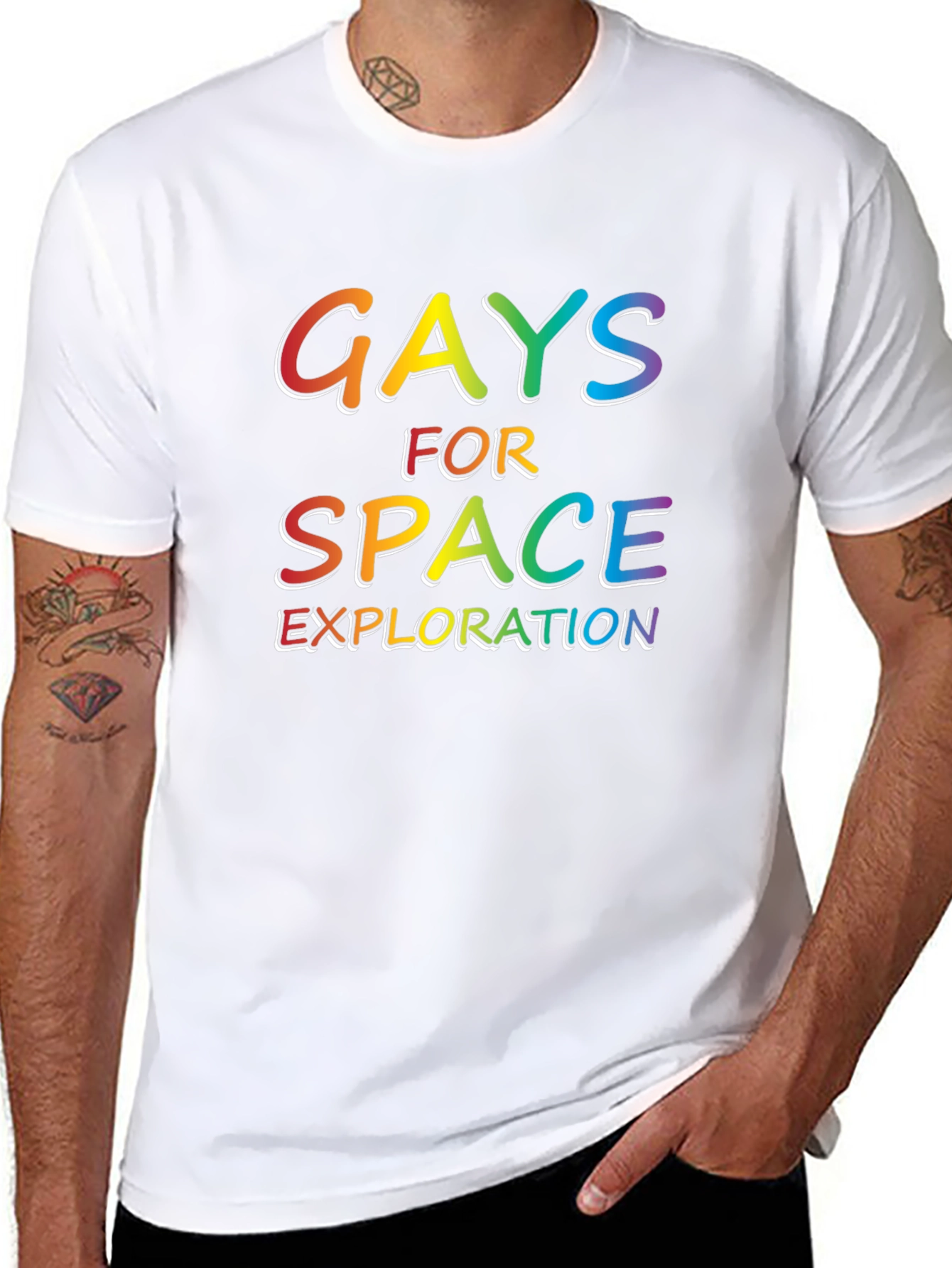 Gays For Space Exploration Rainbow T-Shirt