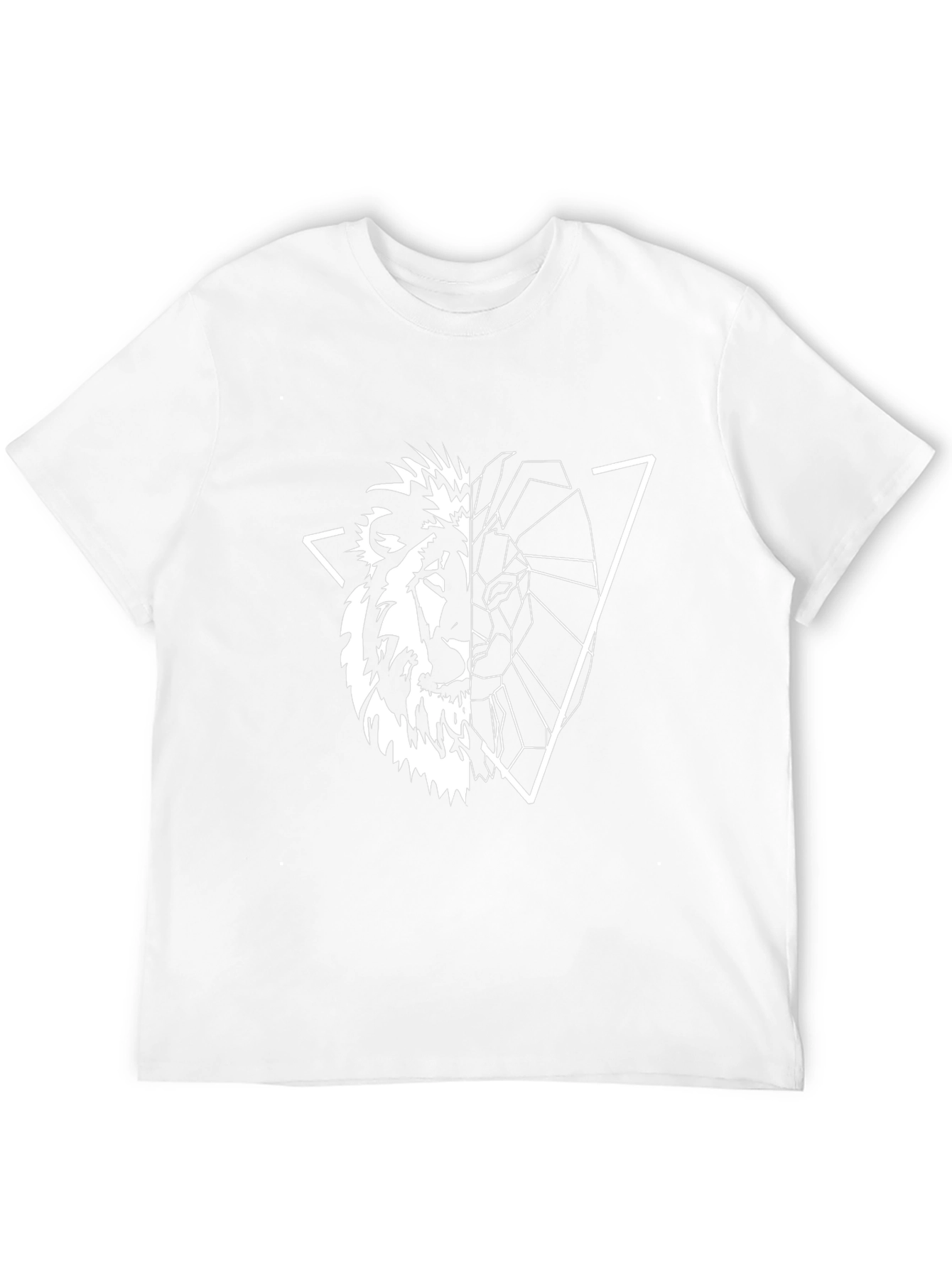 Geometric Lion Graphic Tee - Black