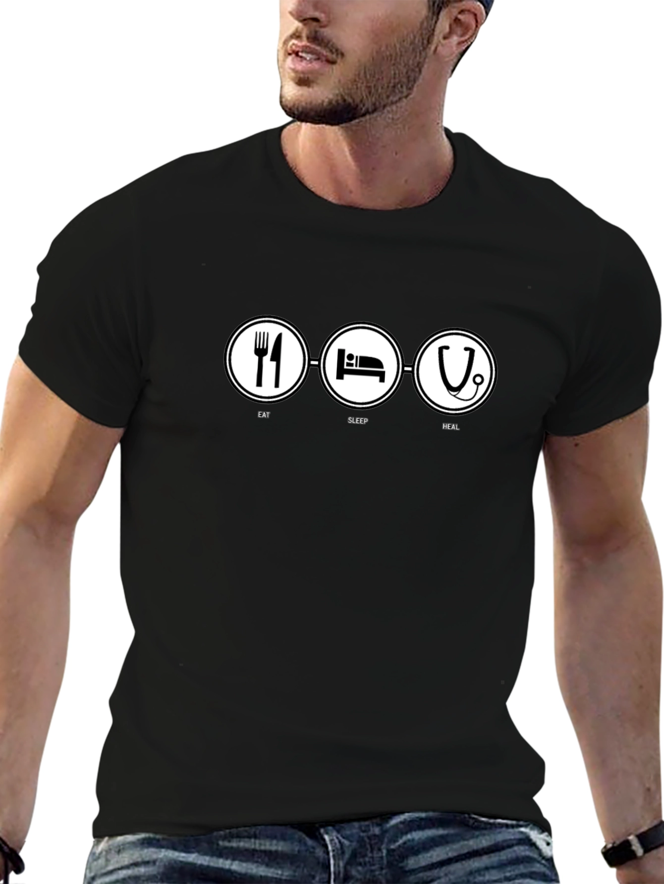 Eat Sleep Heal T-Shirt | Black Graphic Tee