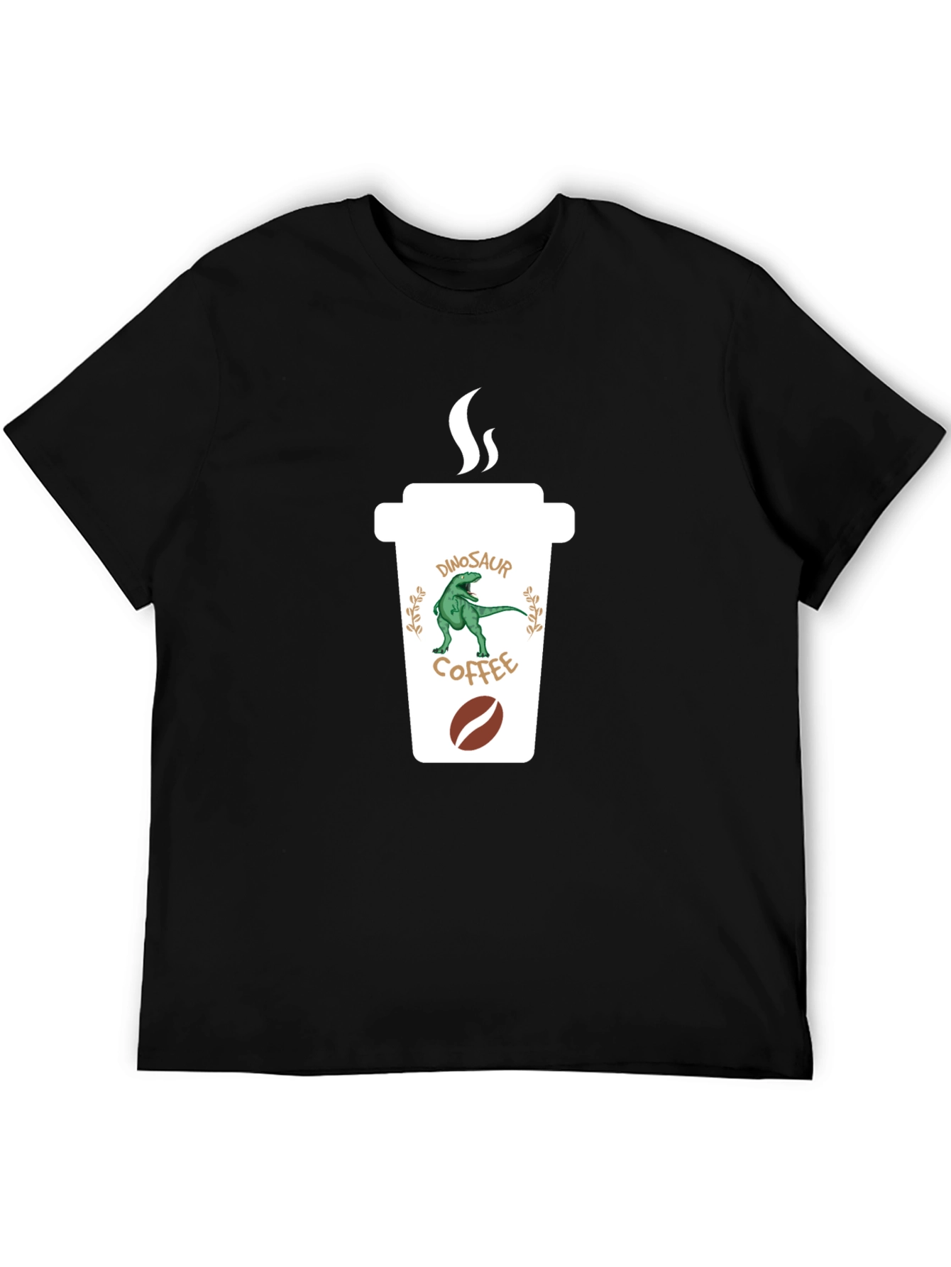 Dinosaur Coffee Graphic Black T-Shirt