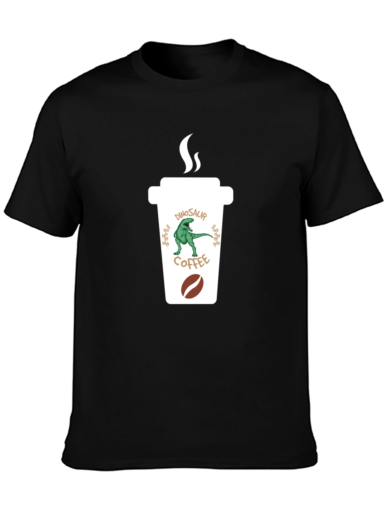 Dinosaur Coffee Graphic Black T-Shirt