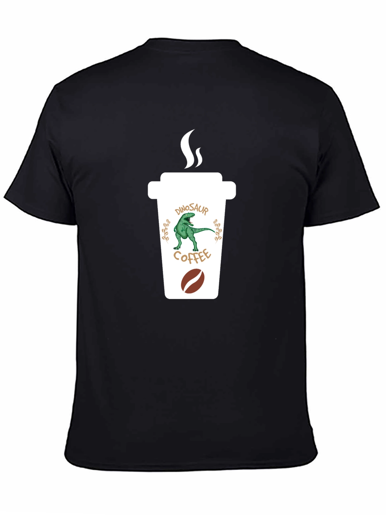 Dinosaur Coffee Graphic Black T-Shirt