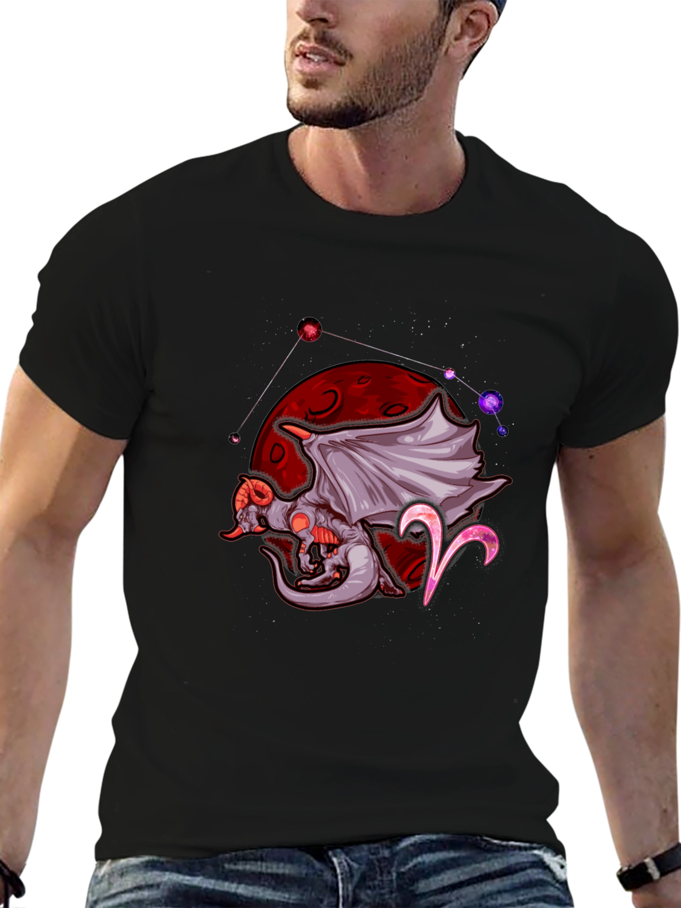 Aries Dragon Graphic Tee - Zodiac Design