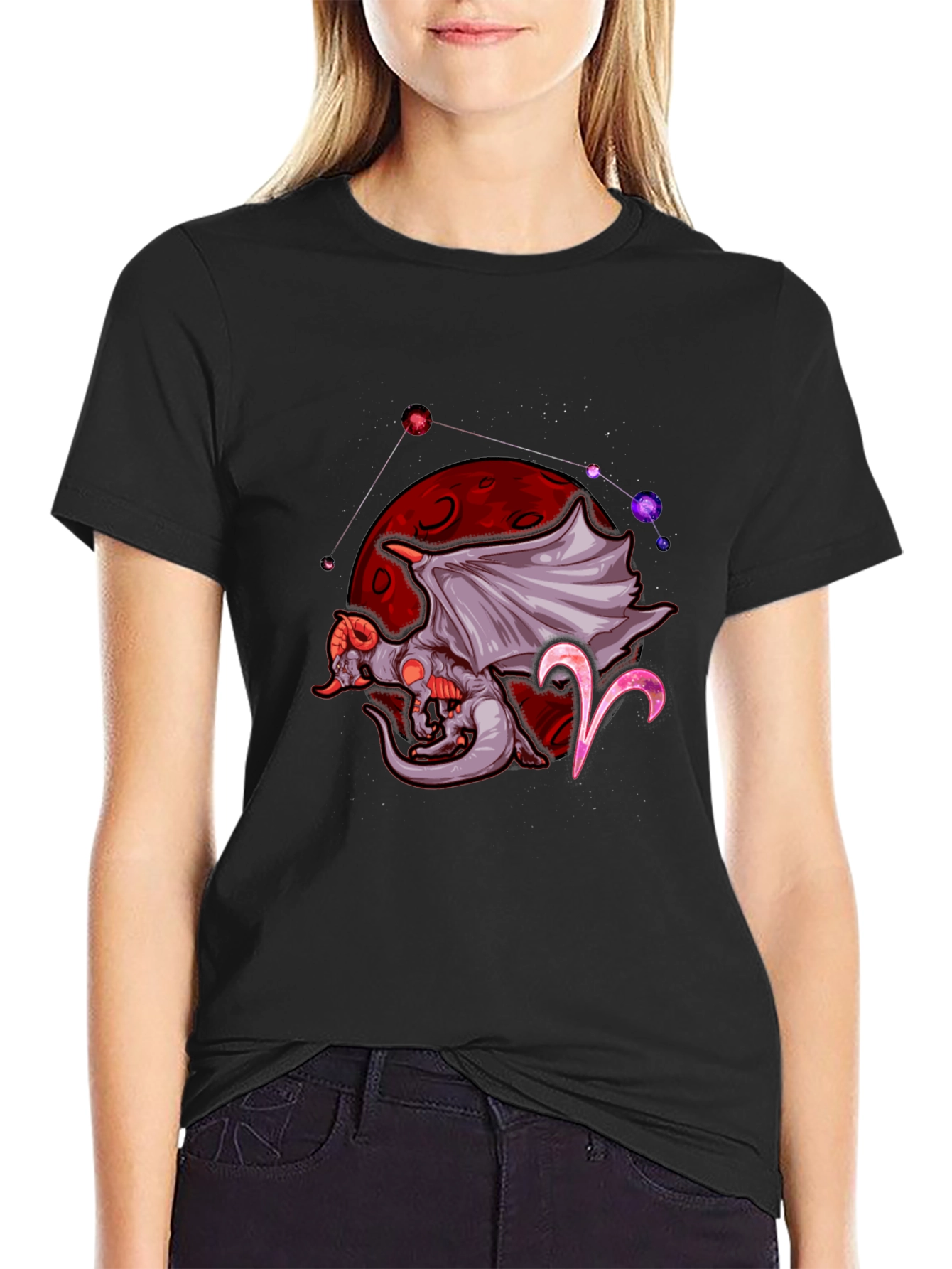 Aries Dragon Graphic Tee - Zodiac Design