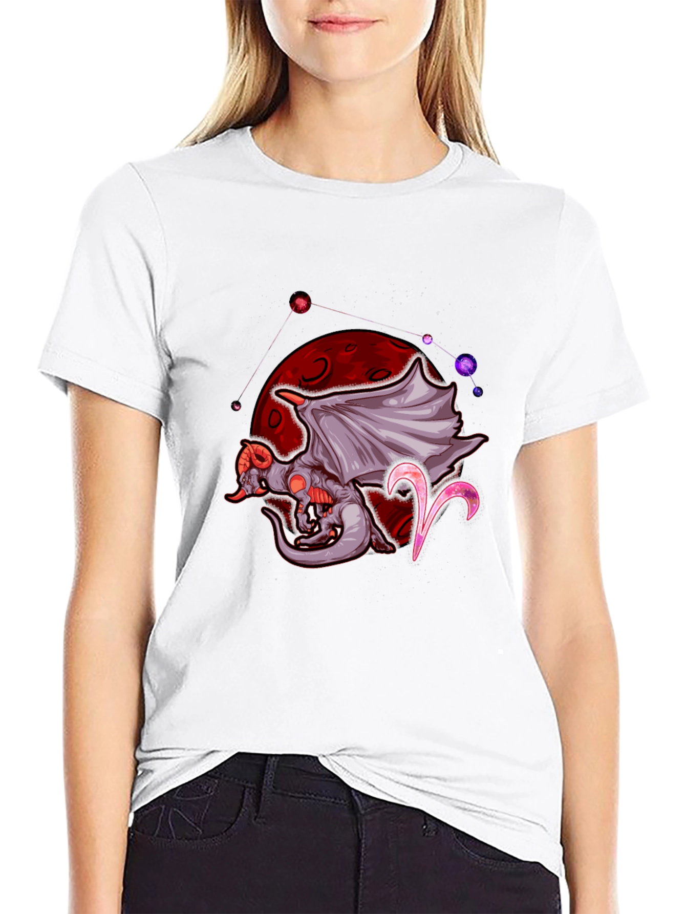Aries Dragon Graphic Tee - Zodiac Design
