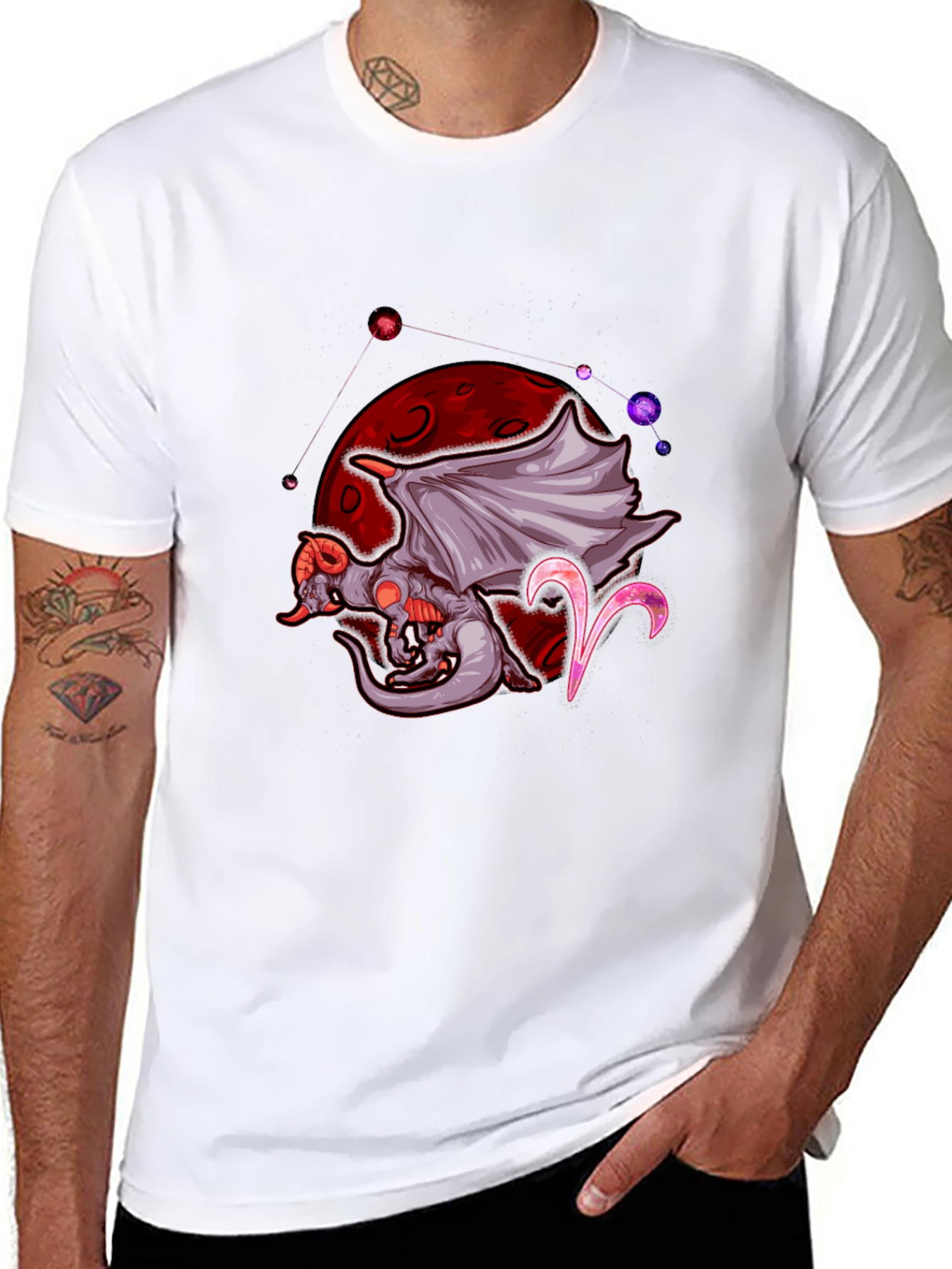 Aries Dragon Graphic Tee - Zodiac Design