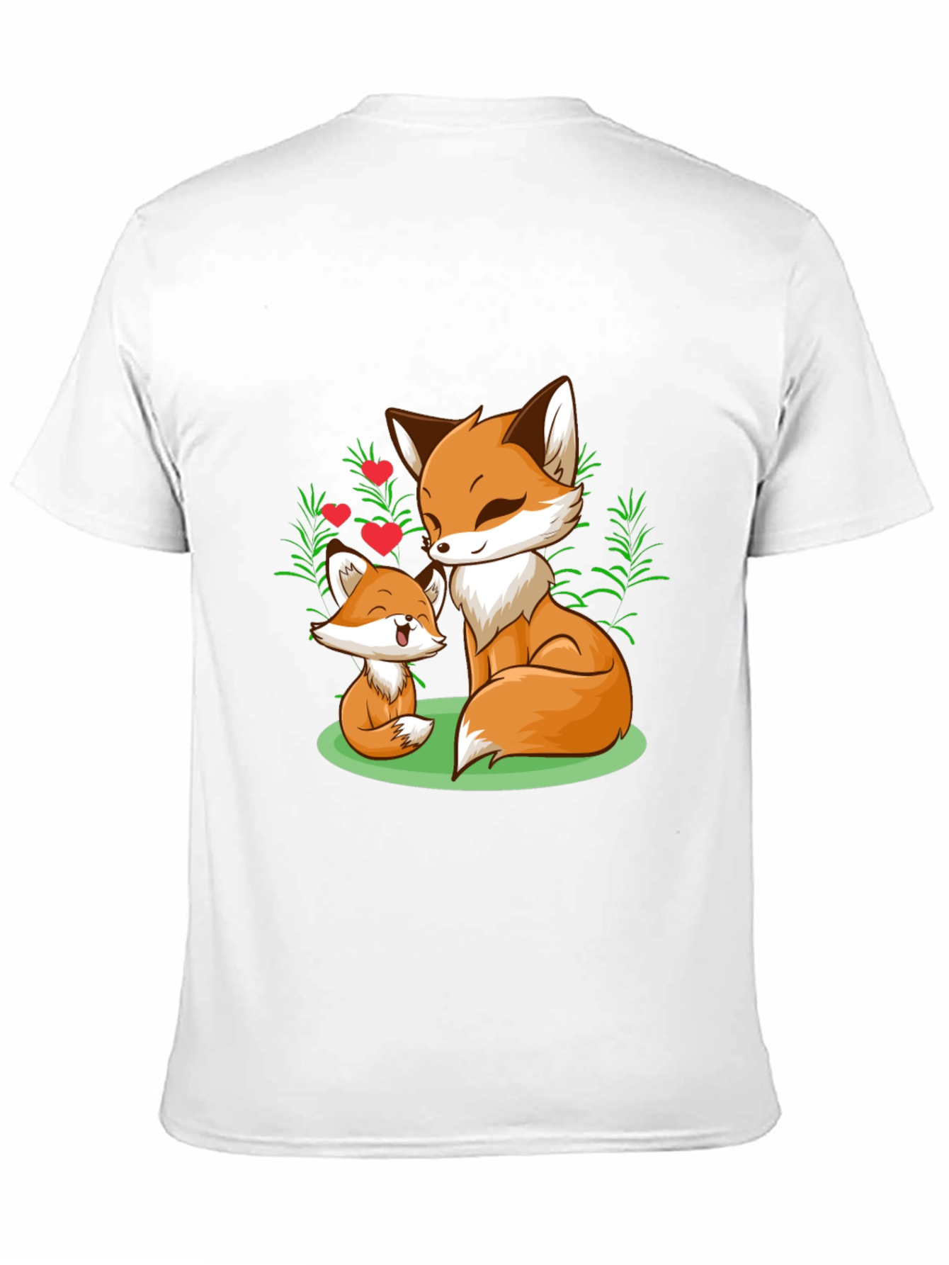 Fox Mom & Cub Graphic T-Shirt - Black