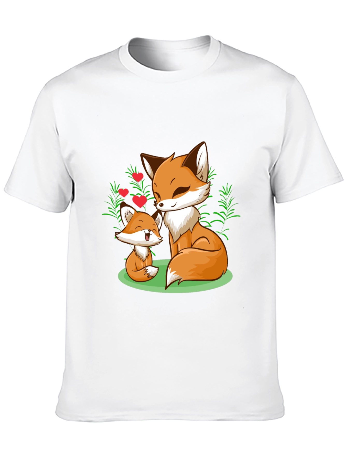 Fox Mom & Cub Graphic T-Shirt - Black