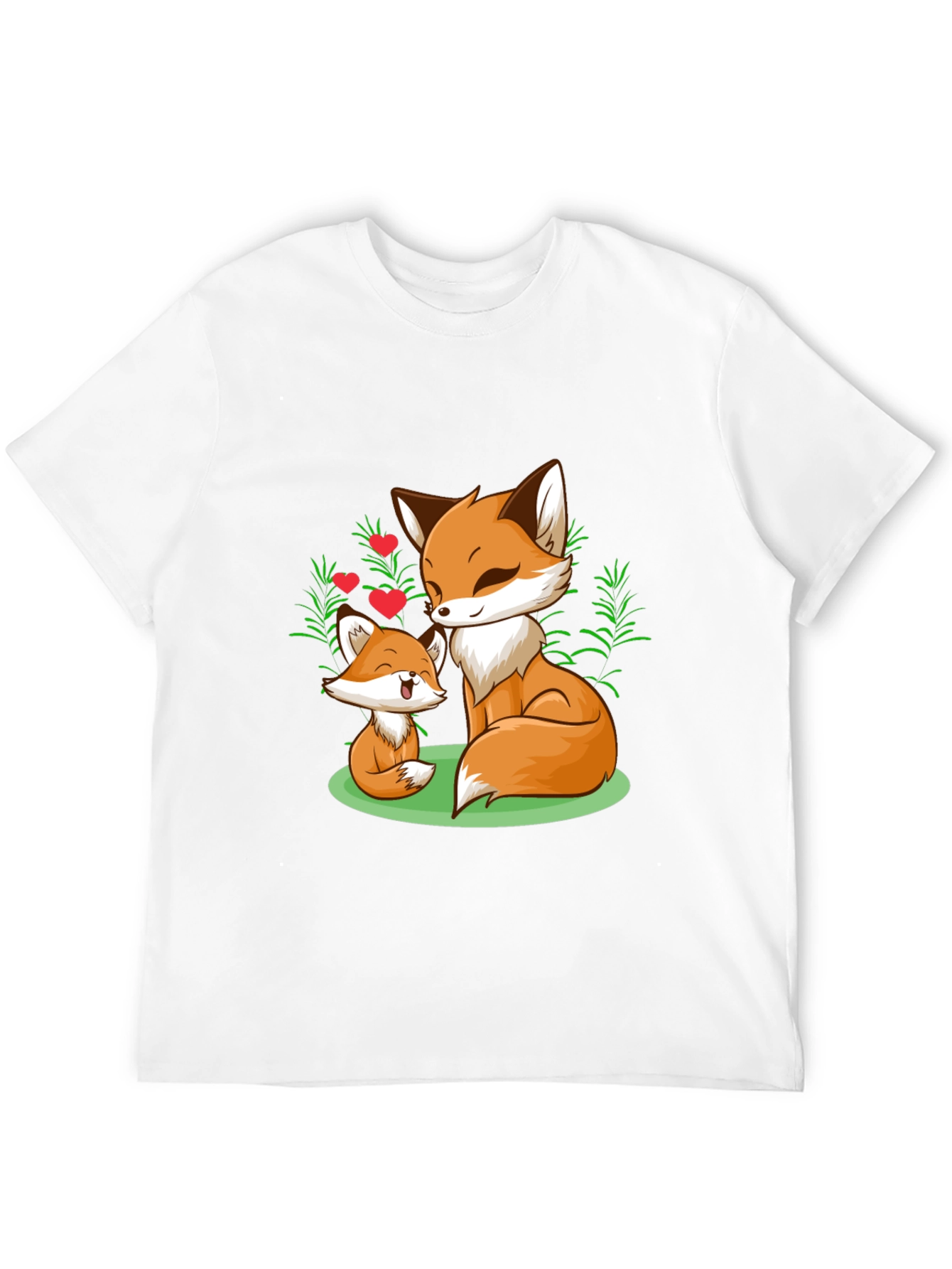 Fox Mom & Cub Graphic T-Shirt - Black