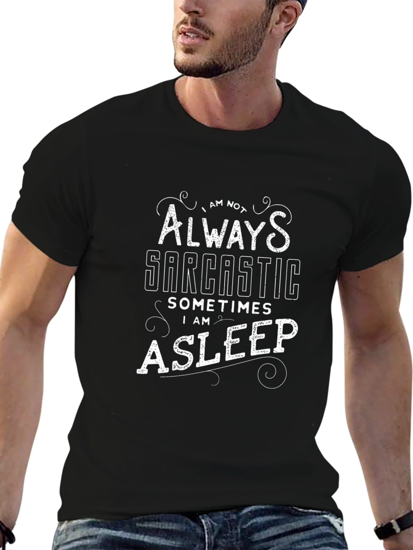 Sarcastic/Asleep Graphic Tee - Comfortable Black T-Shirt