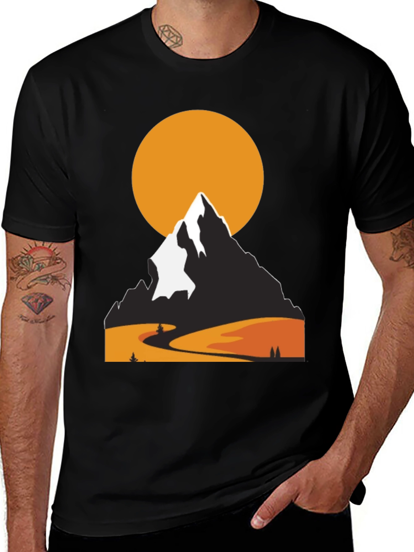 Mountain Sunset Graphic Tee - Nature Lovers Black T-Shirt