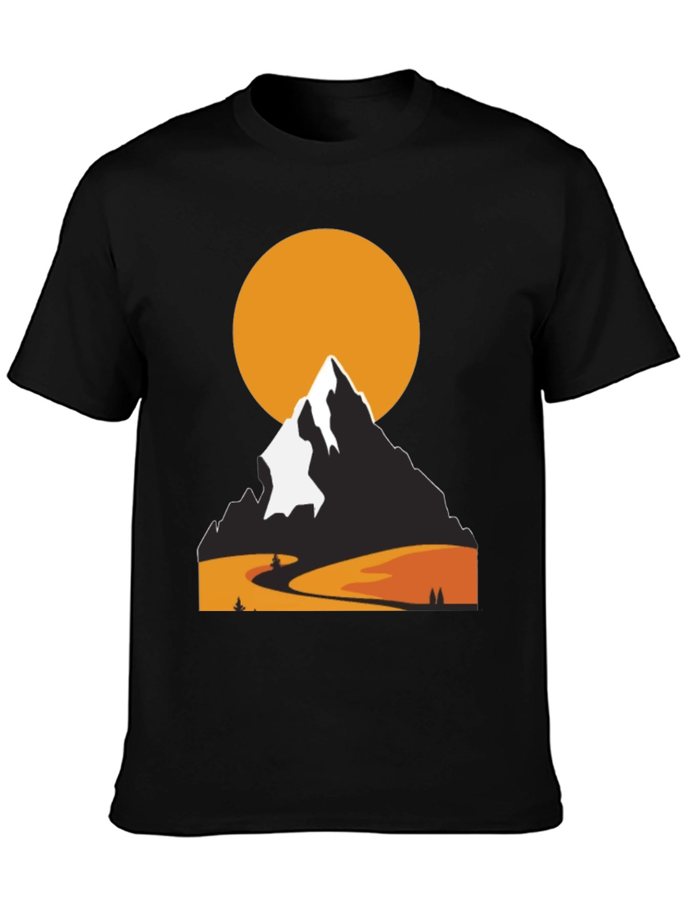 Mountain Sunset Graphic Tee - Nature Lovers Black T-Shirt
