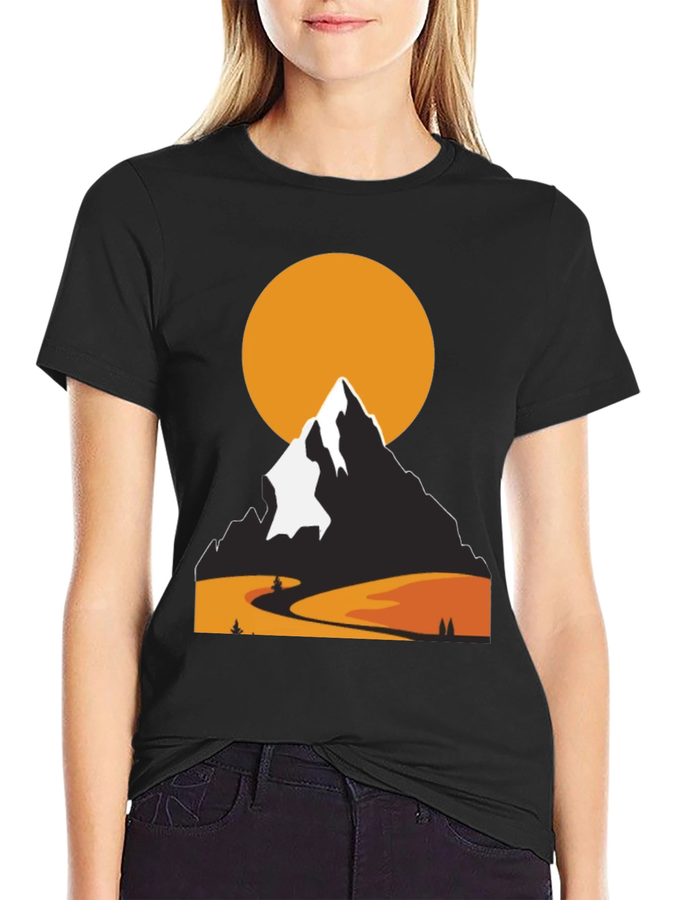 Mountain Sunset Graphic Tee - Nature Lovers Black T-Shirt