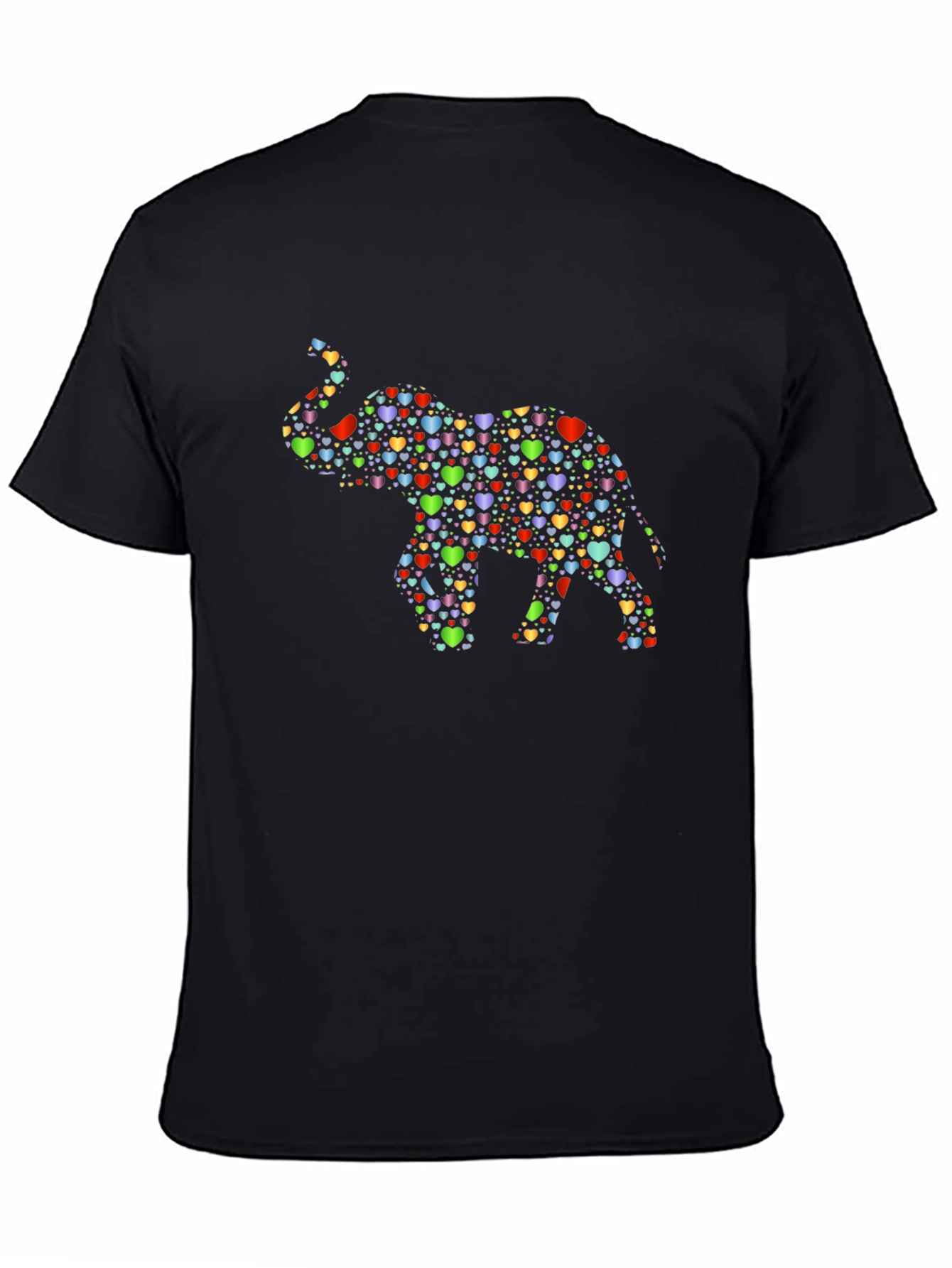 Elephant Heart Pattern Black T-Shirt