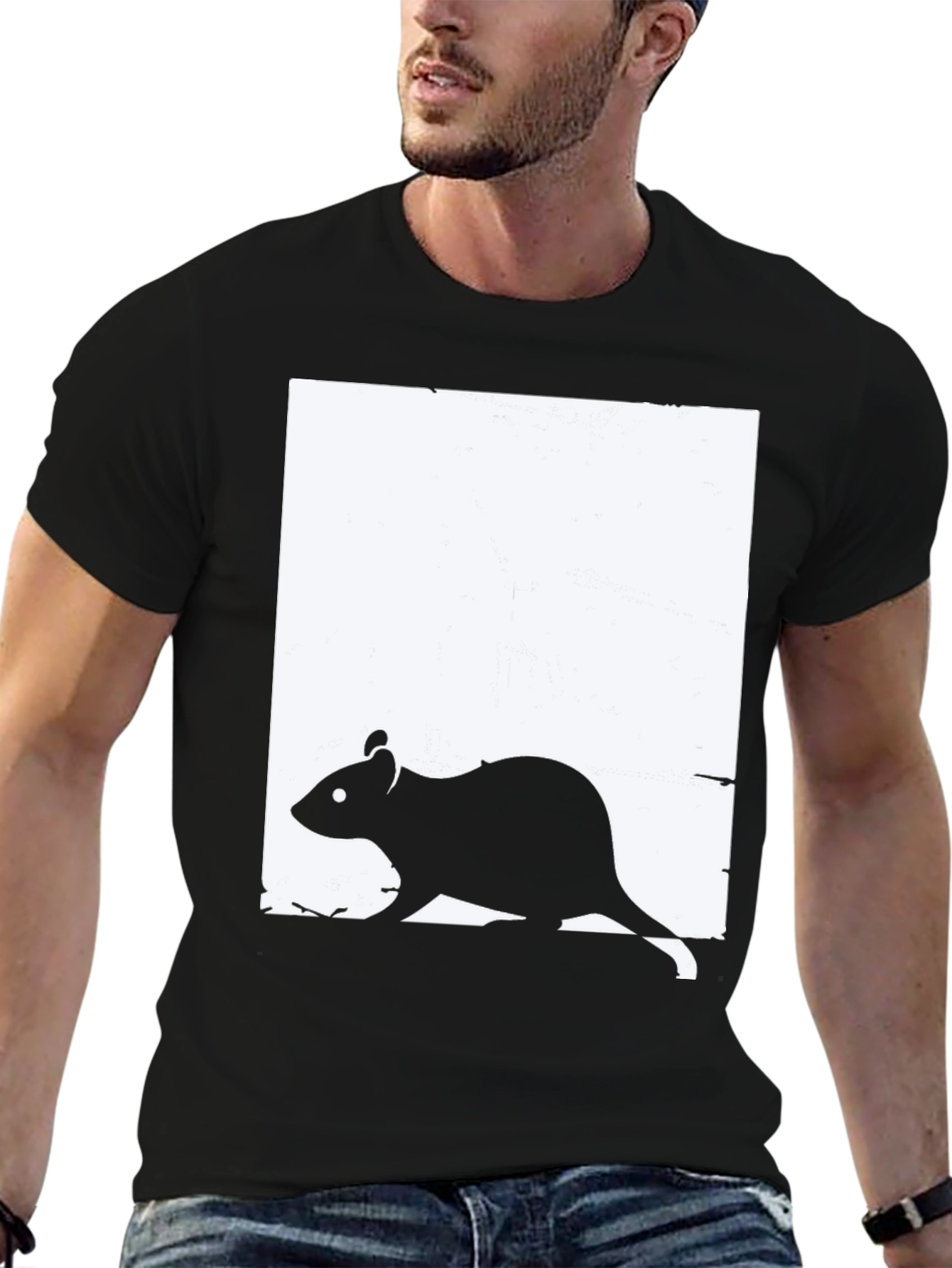 Rat Graphic Print Crew Neck T-Shirt
