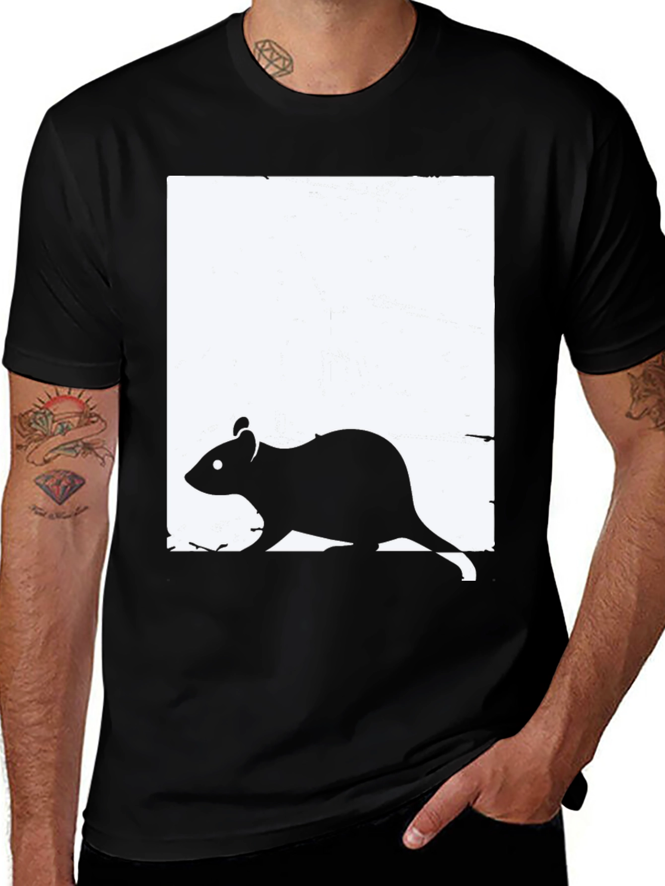 Rat Graphic Print Crew Neck T-Shirt