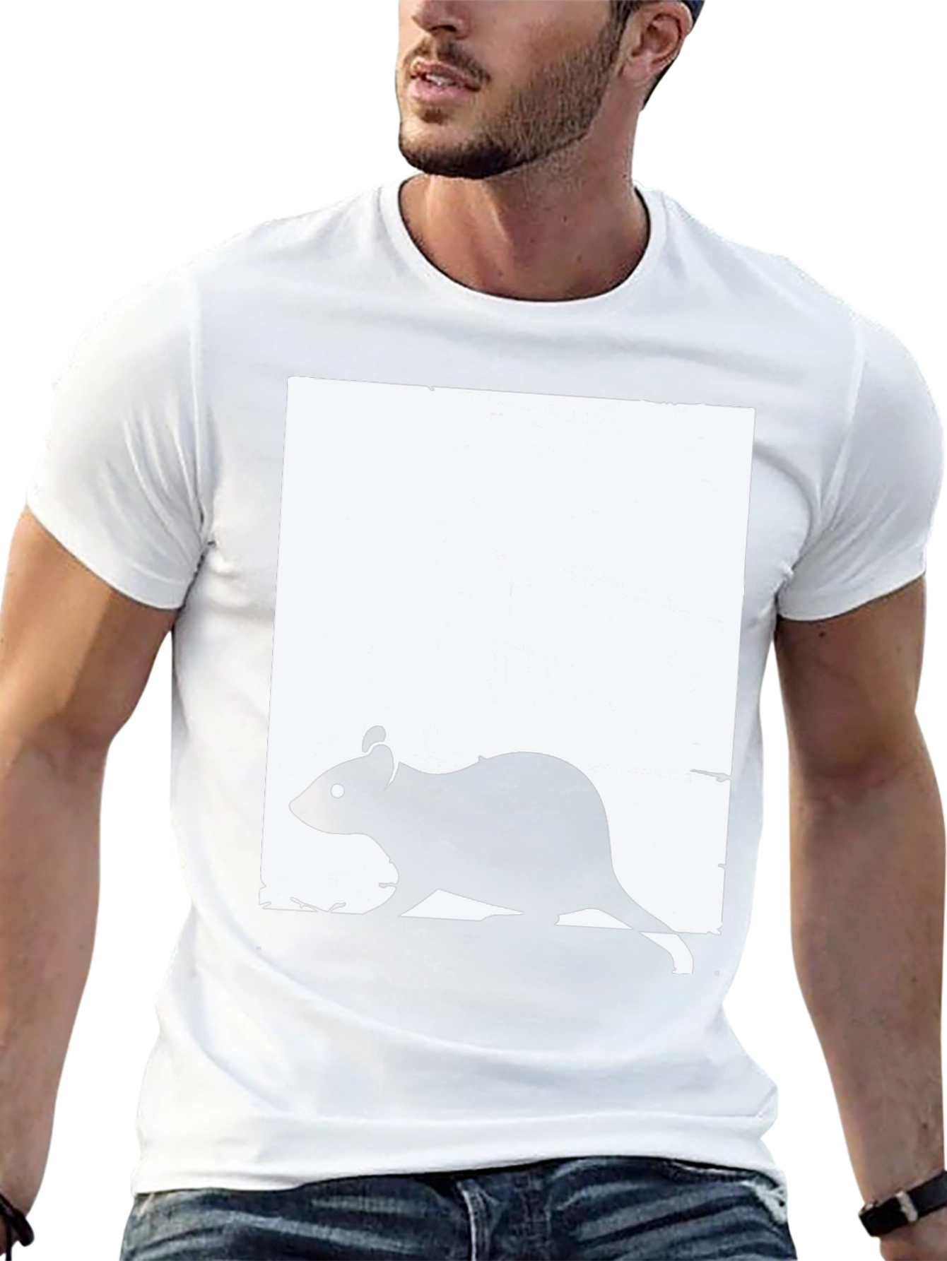 Rat Graphic Print Crew Neck T-Shirt