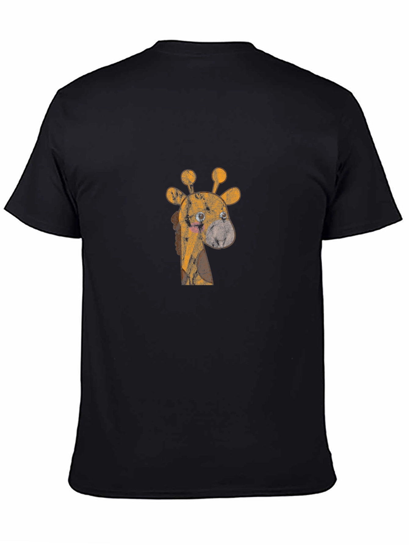 Giraffe Graphic Print Mens Black T-Shirt