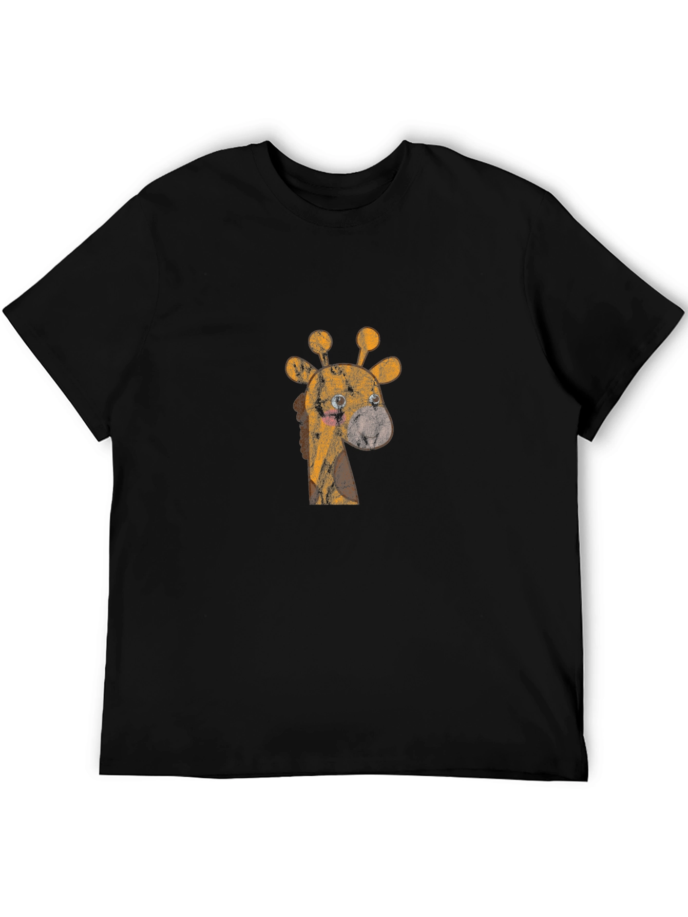 Giraffe Graphic Print Mens Black T-Shirt