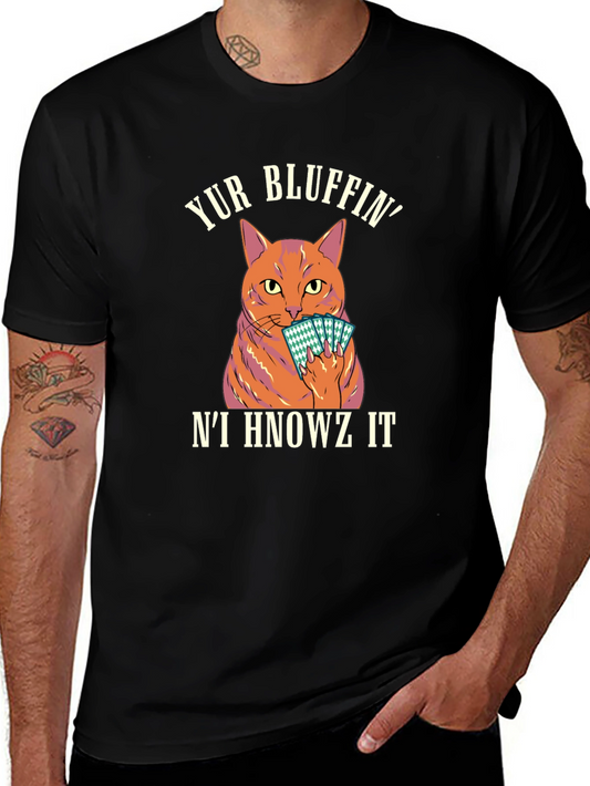 Yur Bluffin Cat Graphic T-Shirt - Black