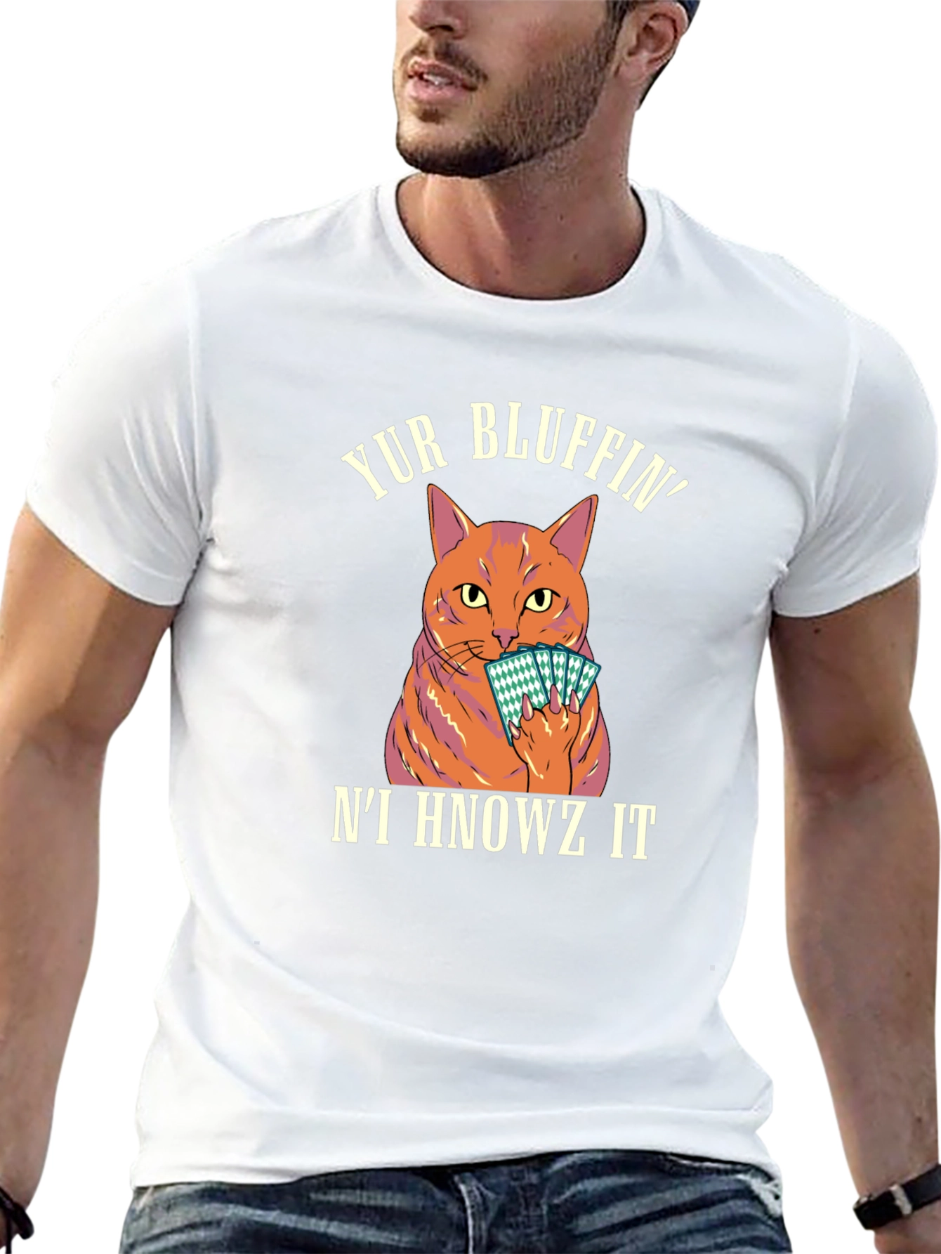 Yur Bluffin Cat Graphic T-Shirt - Black