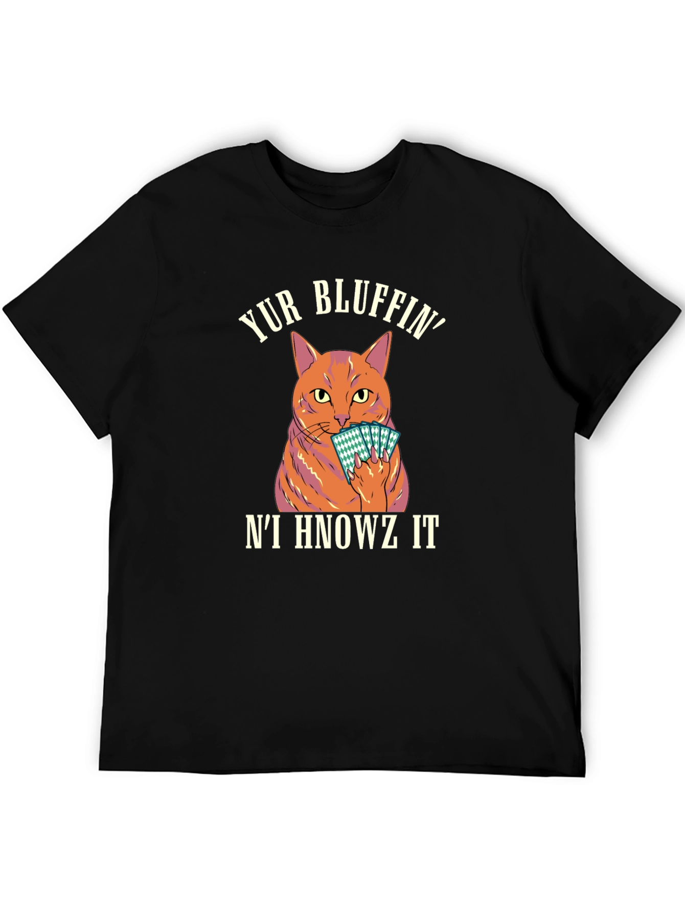 Yur Bluffin Cat Graphic T-Shirt - Black