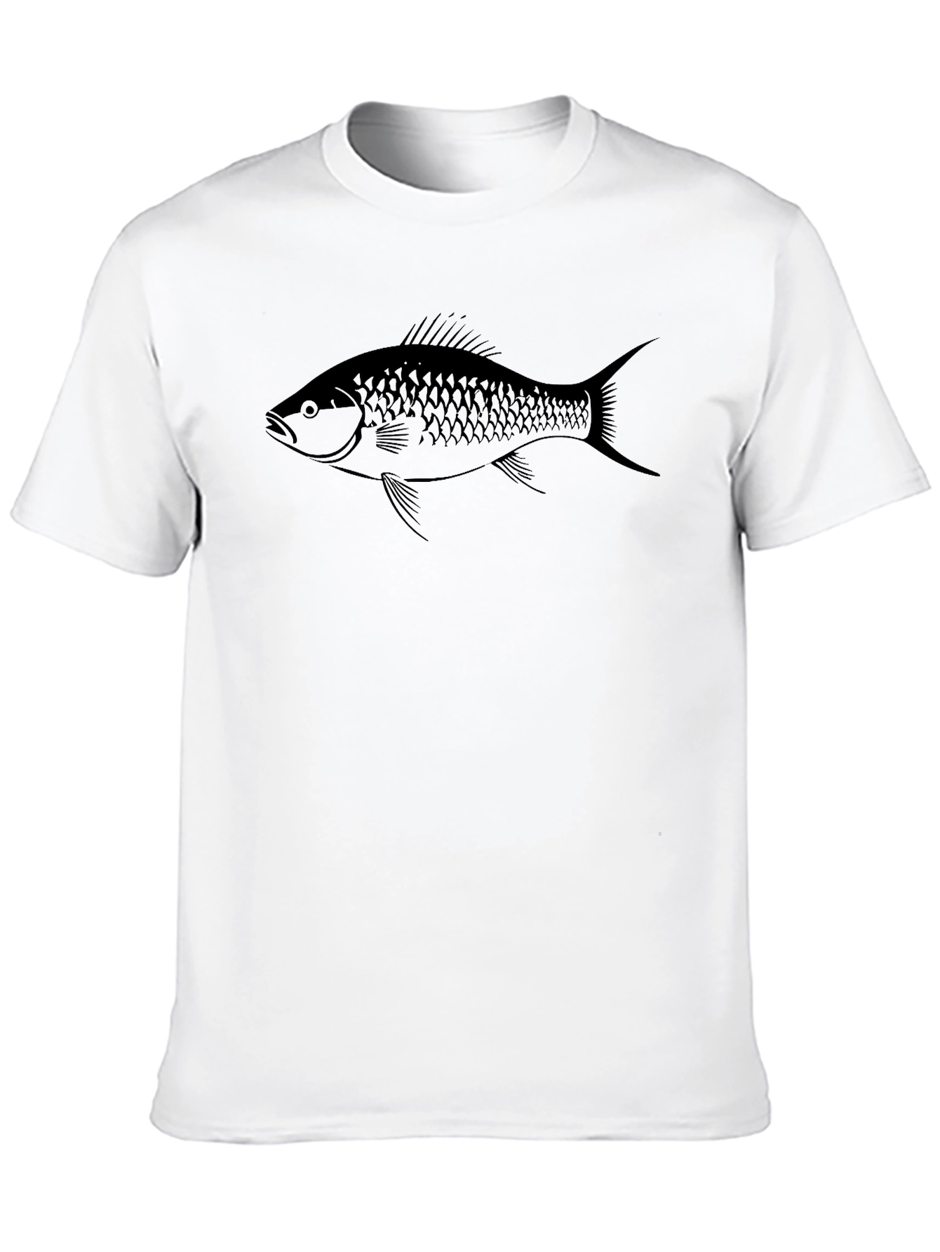 Mens Black T-Shirt with Fish Graphic Tee