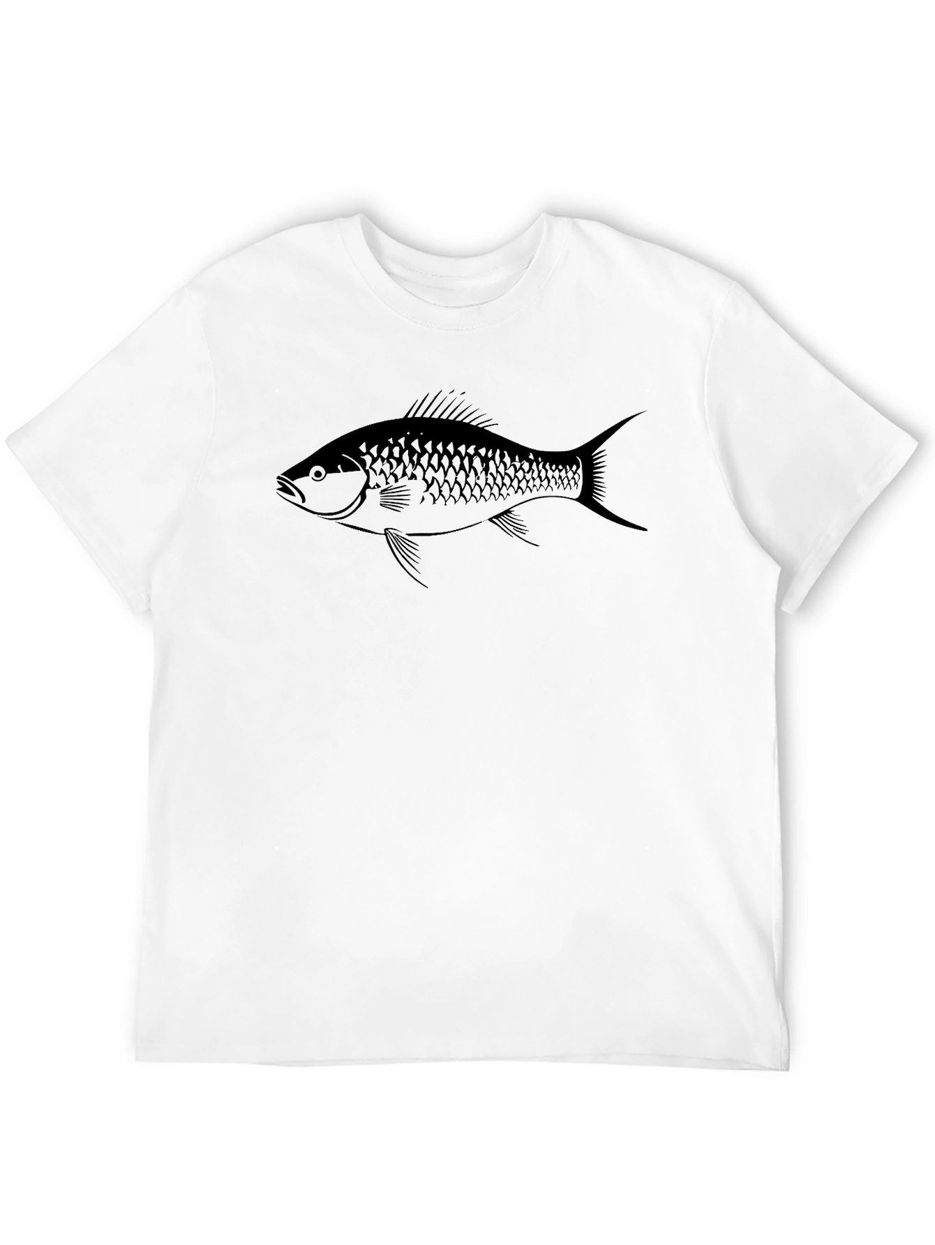 Mens Black T-Shirt with Fish Graphic Tee