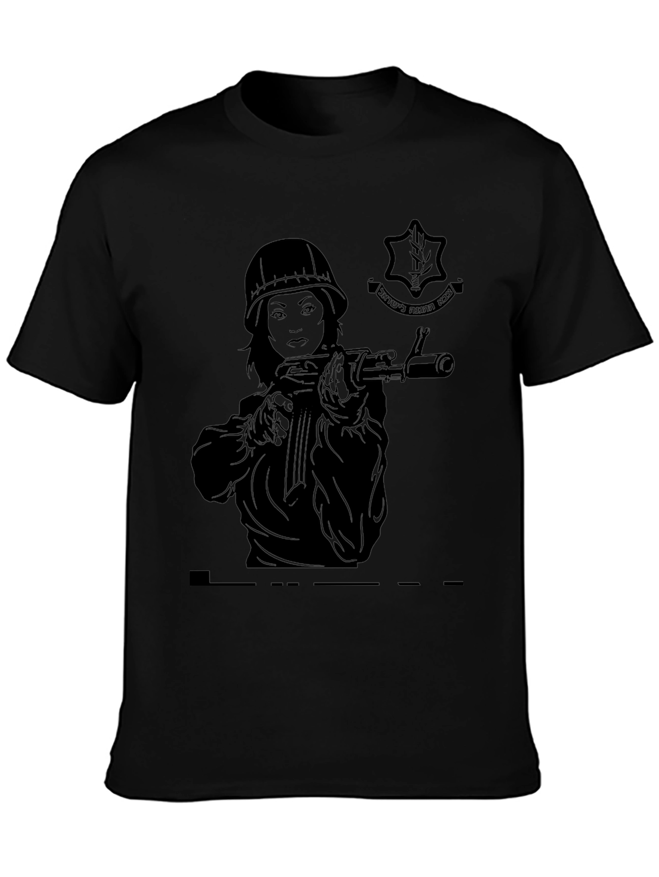 Black Graphic Tee - Armed Soldier Design